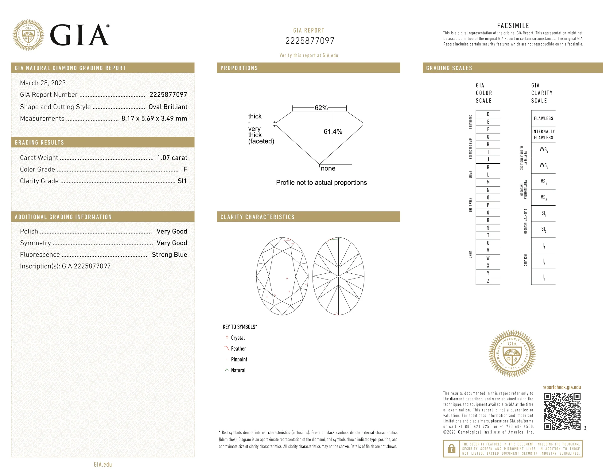 GIA Certified 1.07 Ct Oval cut F SI1 Loose Diamond - Image 2