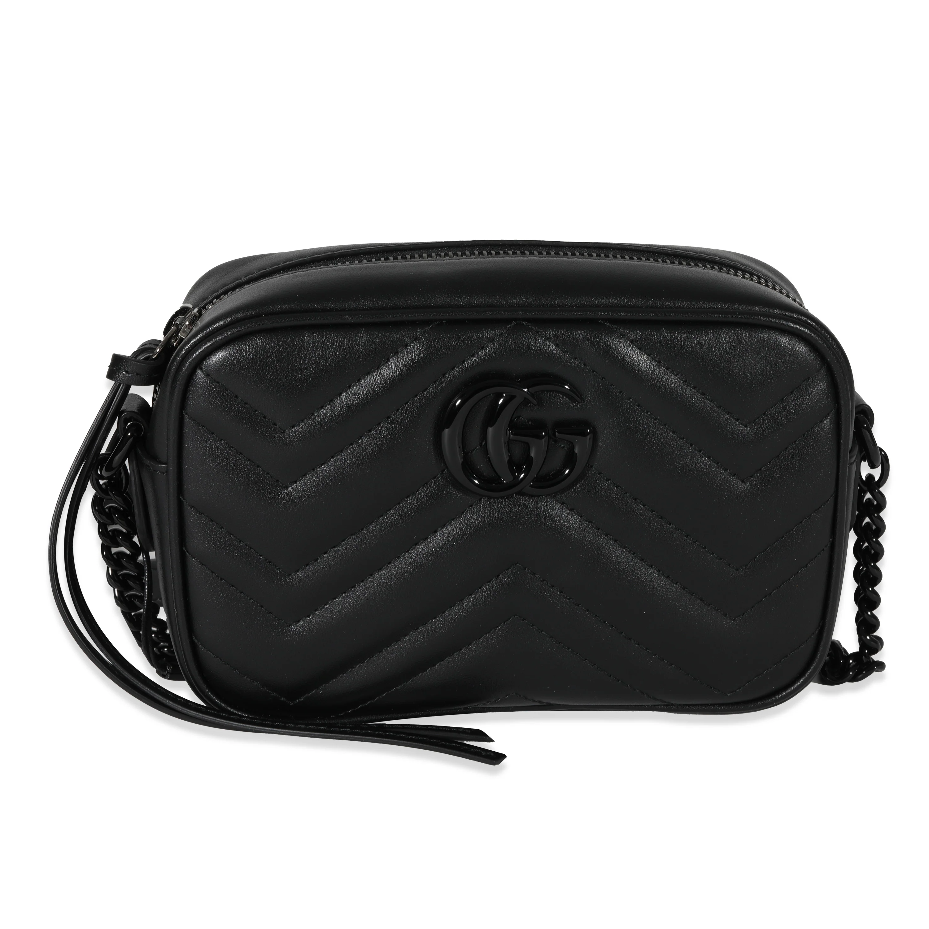 Gucci Black Leather GG Marmont Mini Shoulder Bag