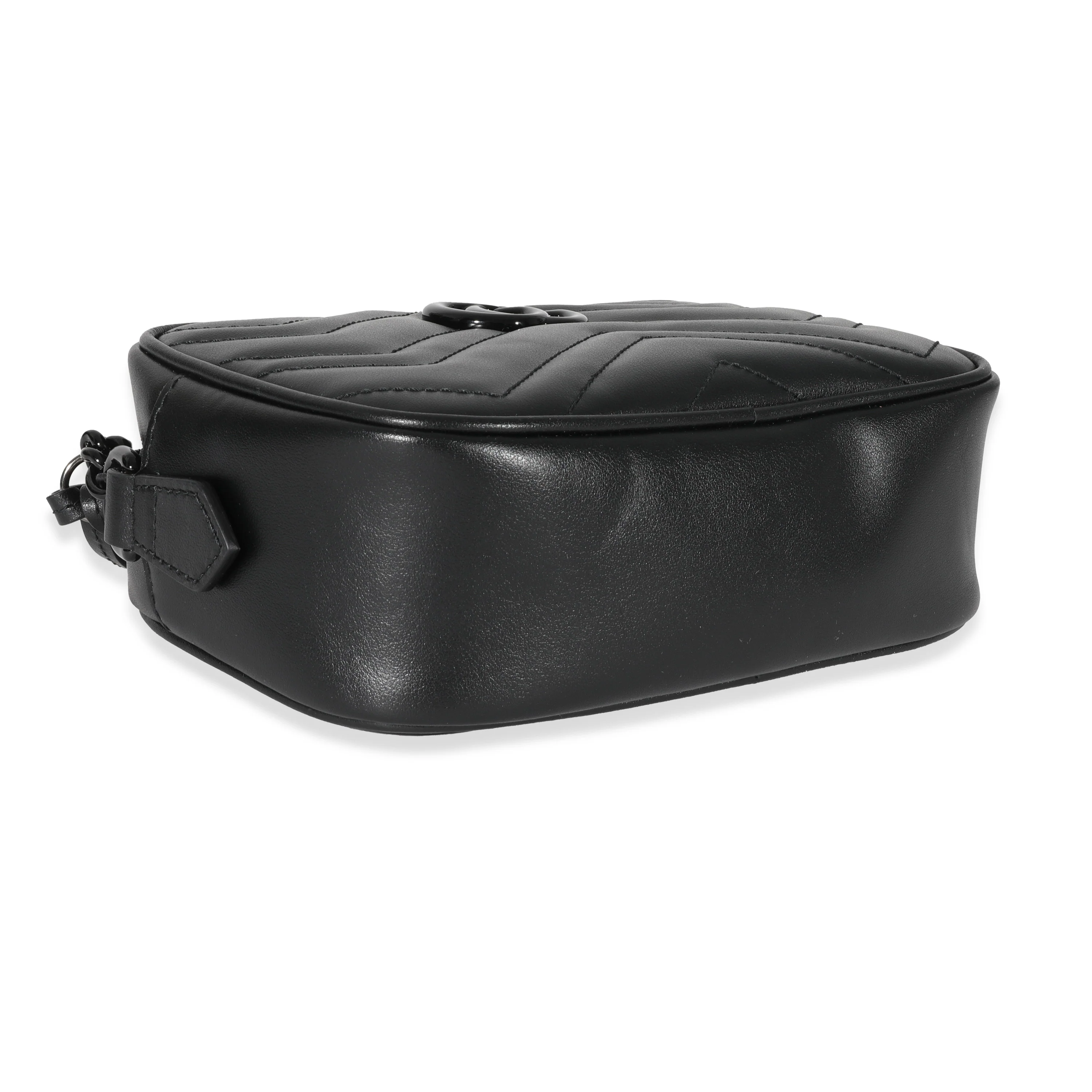 Gucci Black Leather GG Marmont Mini Shoulder Bag - Image 6