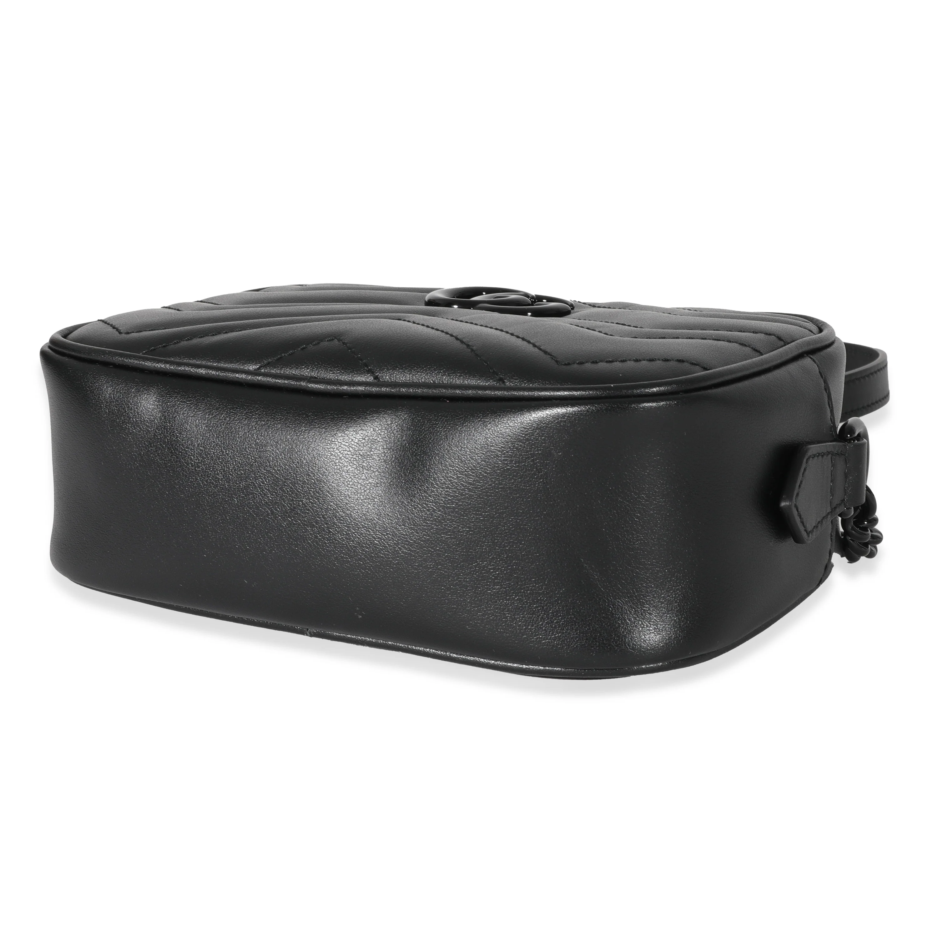 Gucci Black Leather GG Marmont Mini Shoulder Bag - Image 7