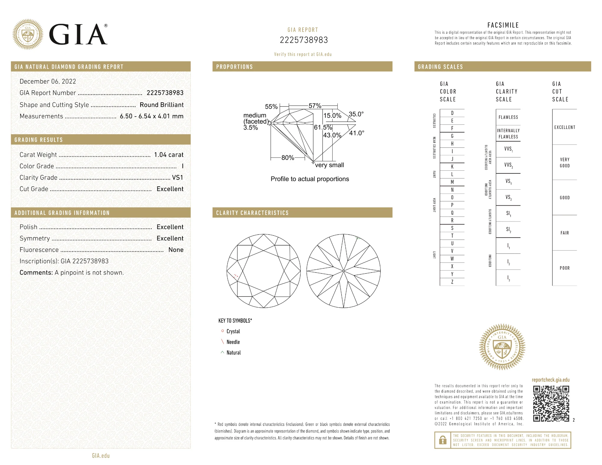 GIA Certified 1.04 Ct Round cut I VS1 Loose Diamond - Image 2