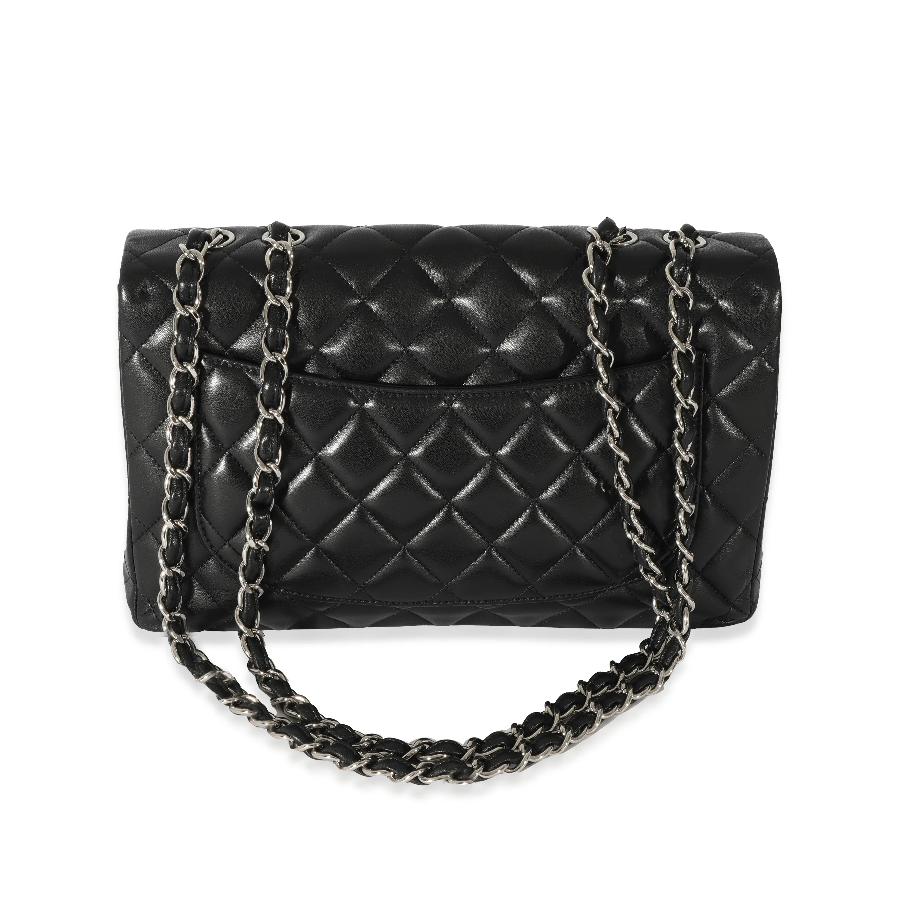 Black Lambskin Jumbo Single Flap Bag - Image 3