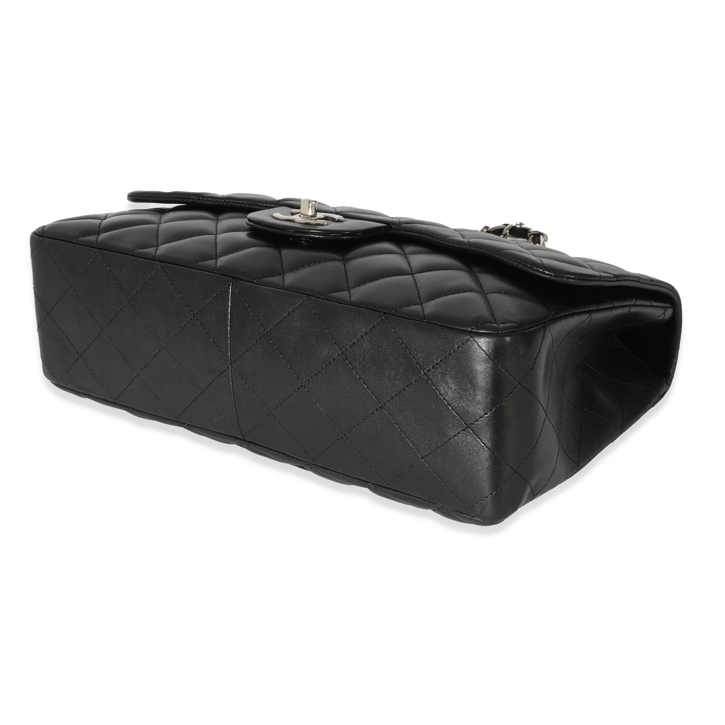 Black Lambskin Jumbo Single Flap Bag - Image 6