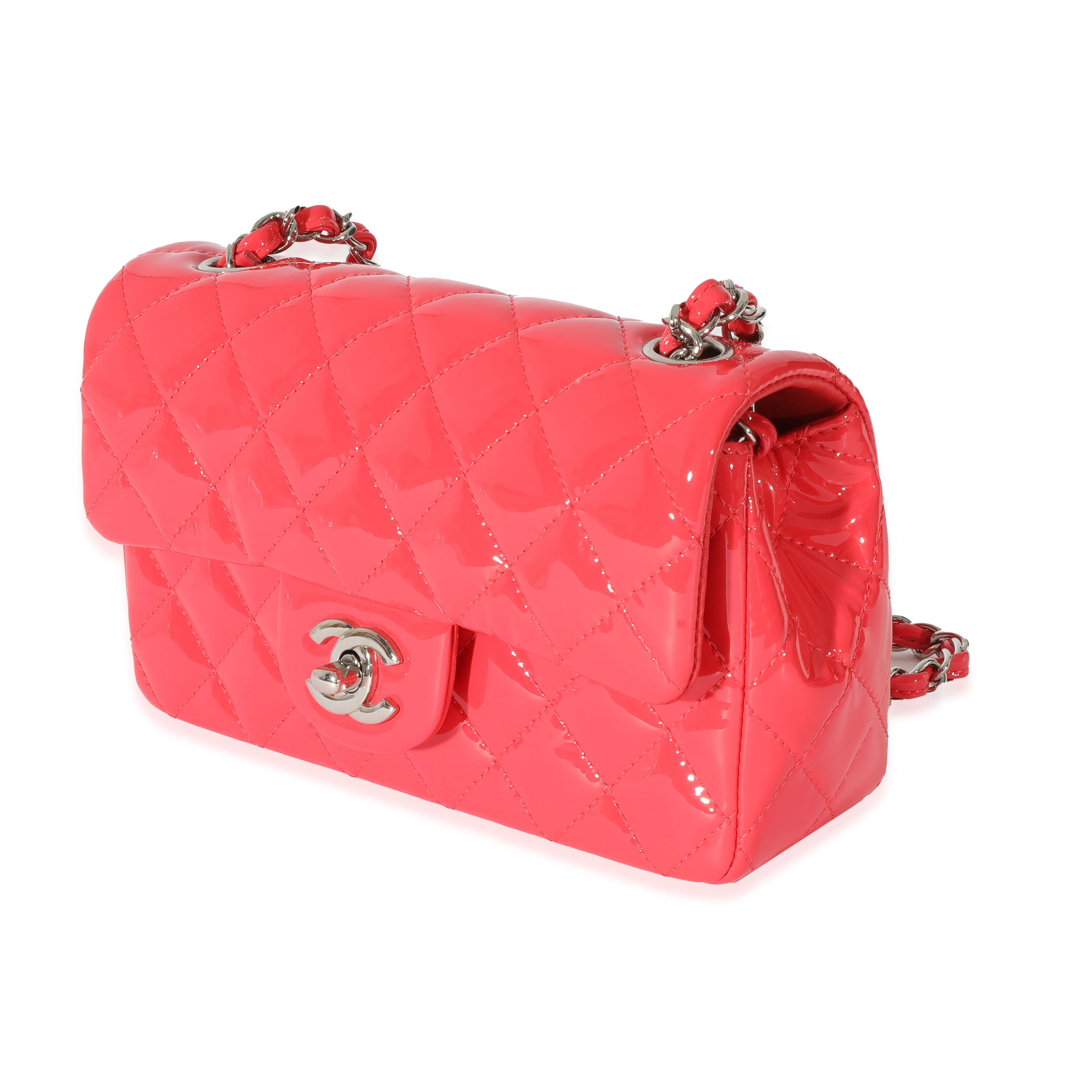 Chanel Pink Patent Rectangular Mini Flap - Image 2
