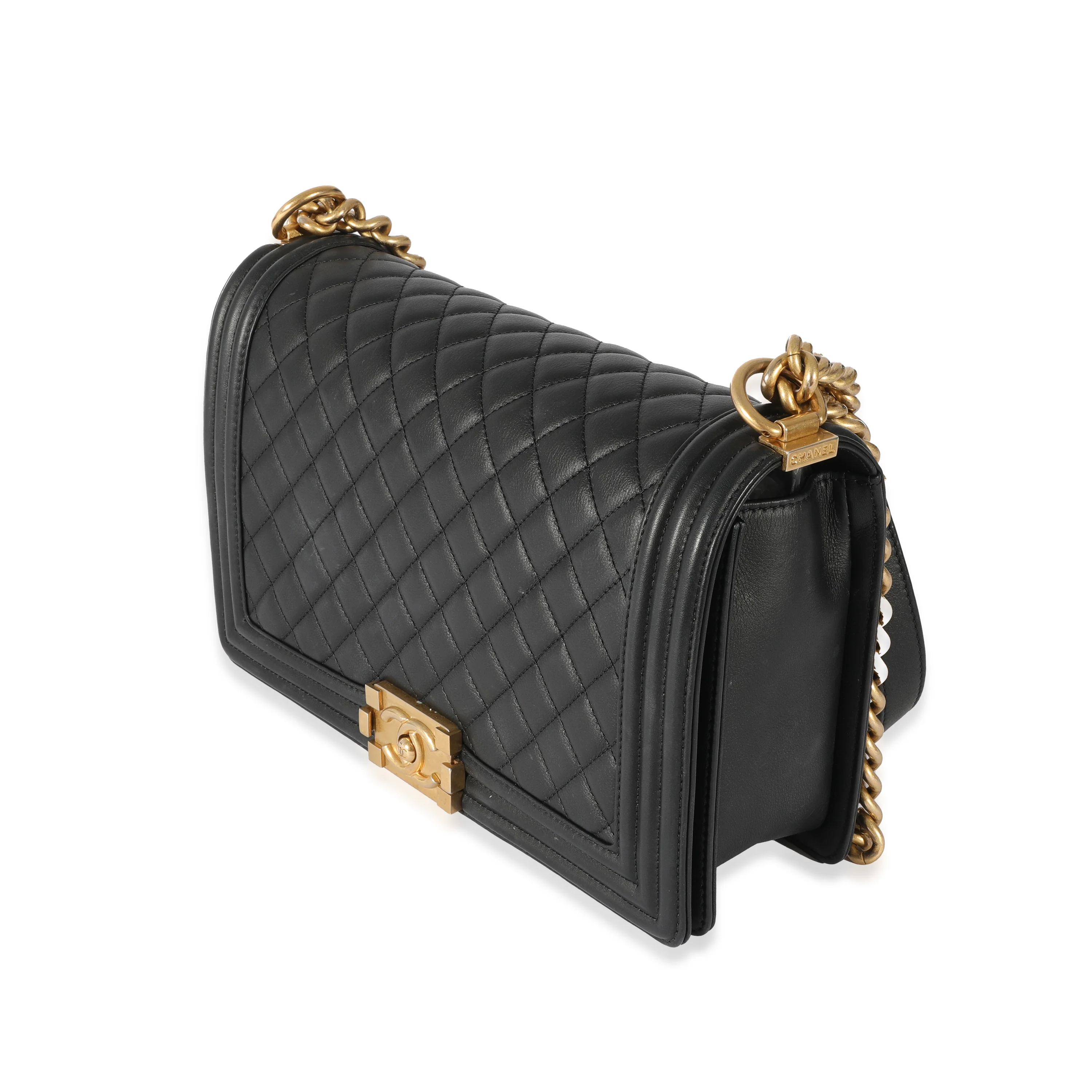 Chanel Black Quilted Lambskin Medium Boy Bag - Image 3