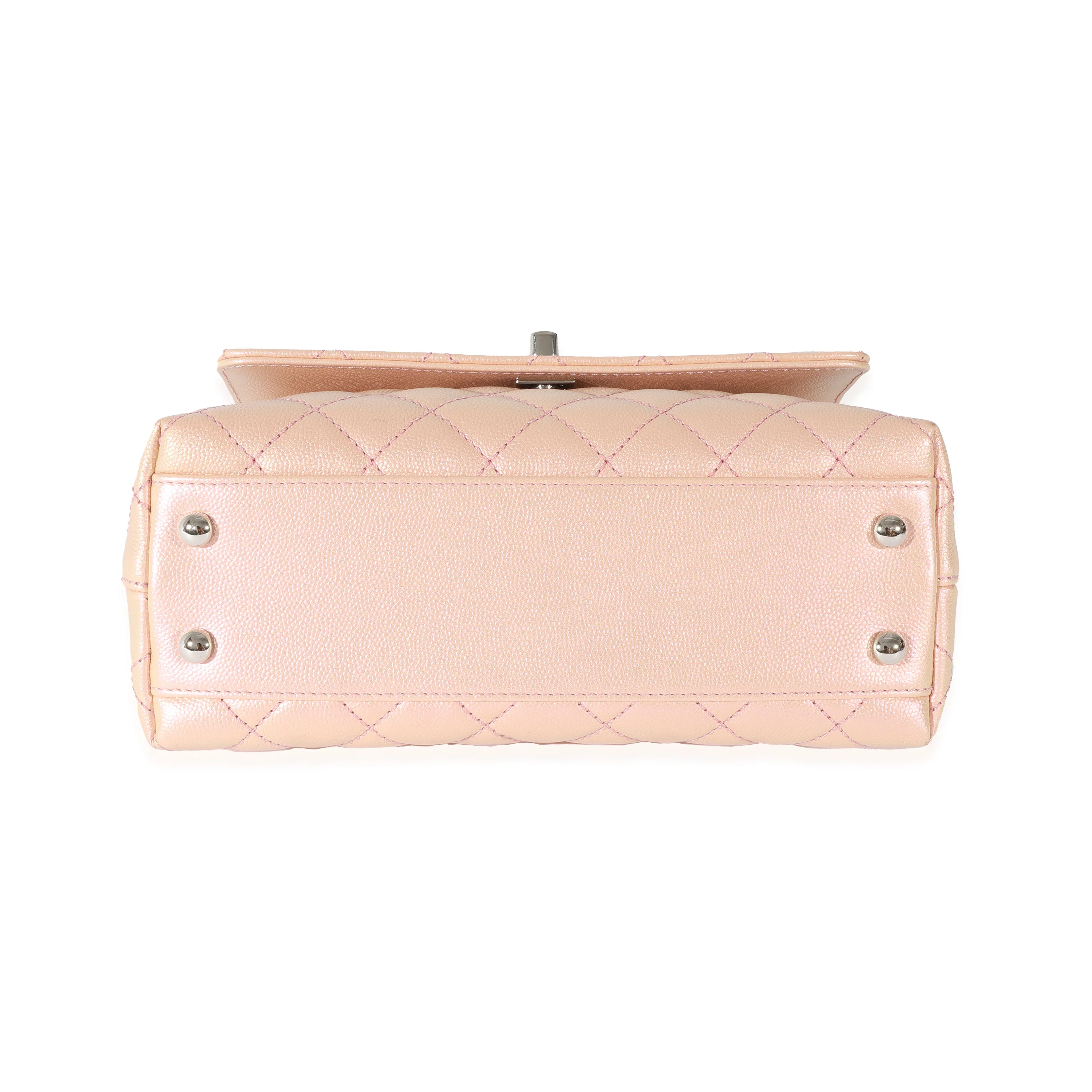 Chanel Pink Iridescent Quilted Caviar Coco Top Handle - Image 5
