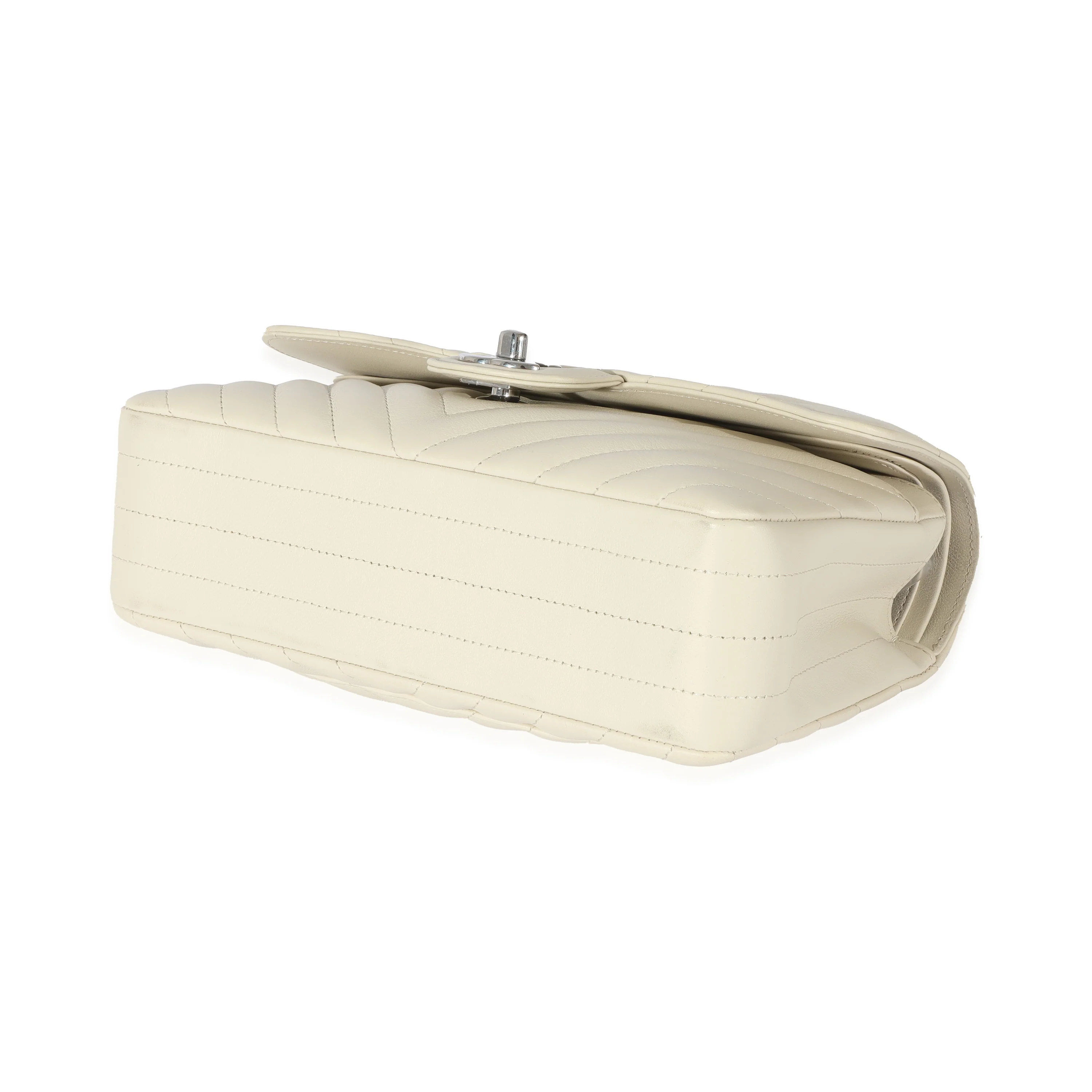 22C Neutral Chevron Calfskin Small Classic Flap - Image 7