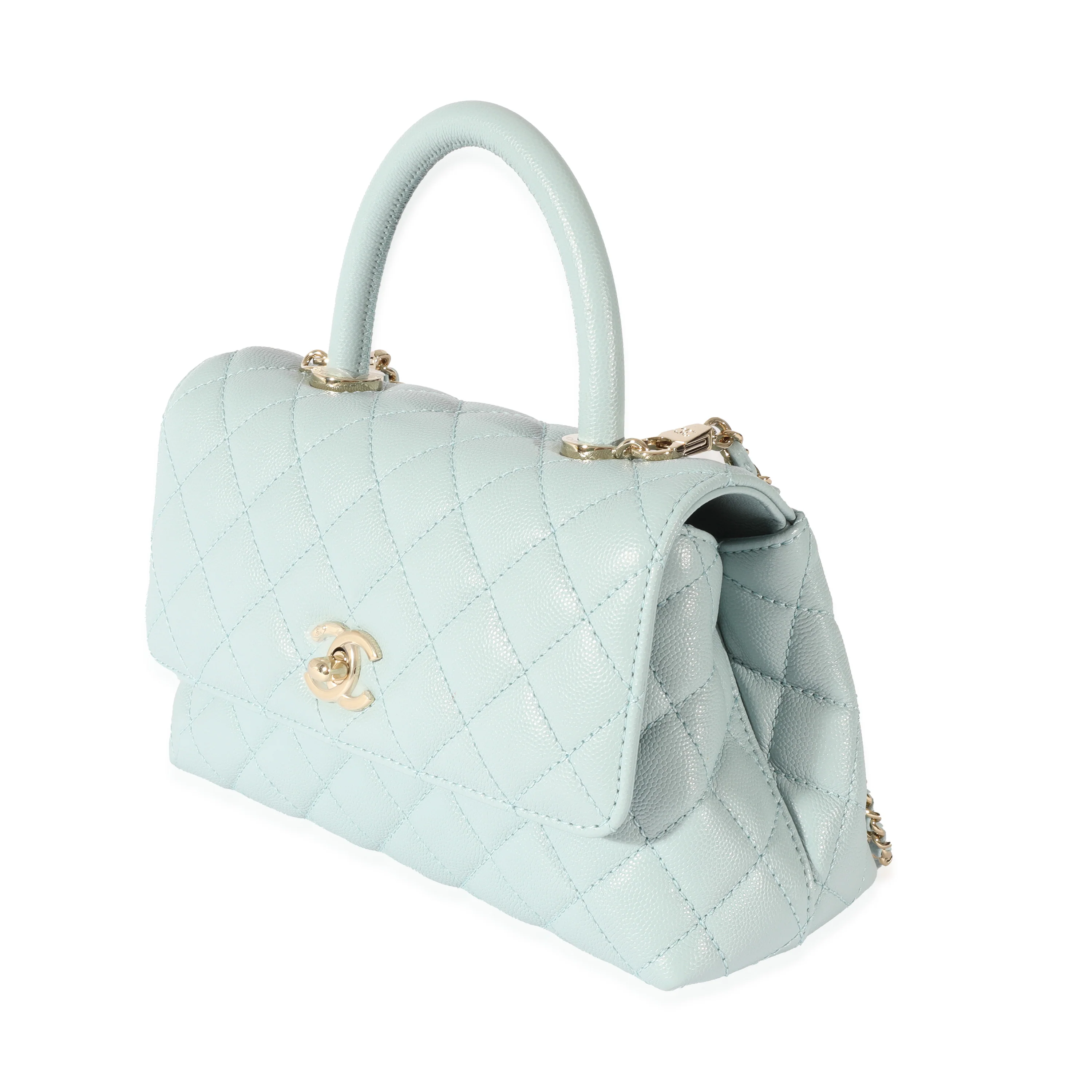 Chanel 22P Blue Quilted Caviar Small Coco Top Handle Flap - Image 2