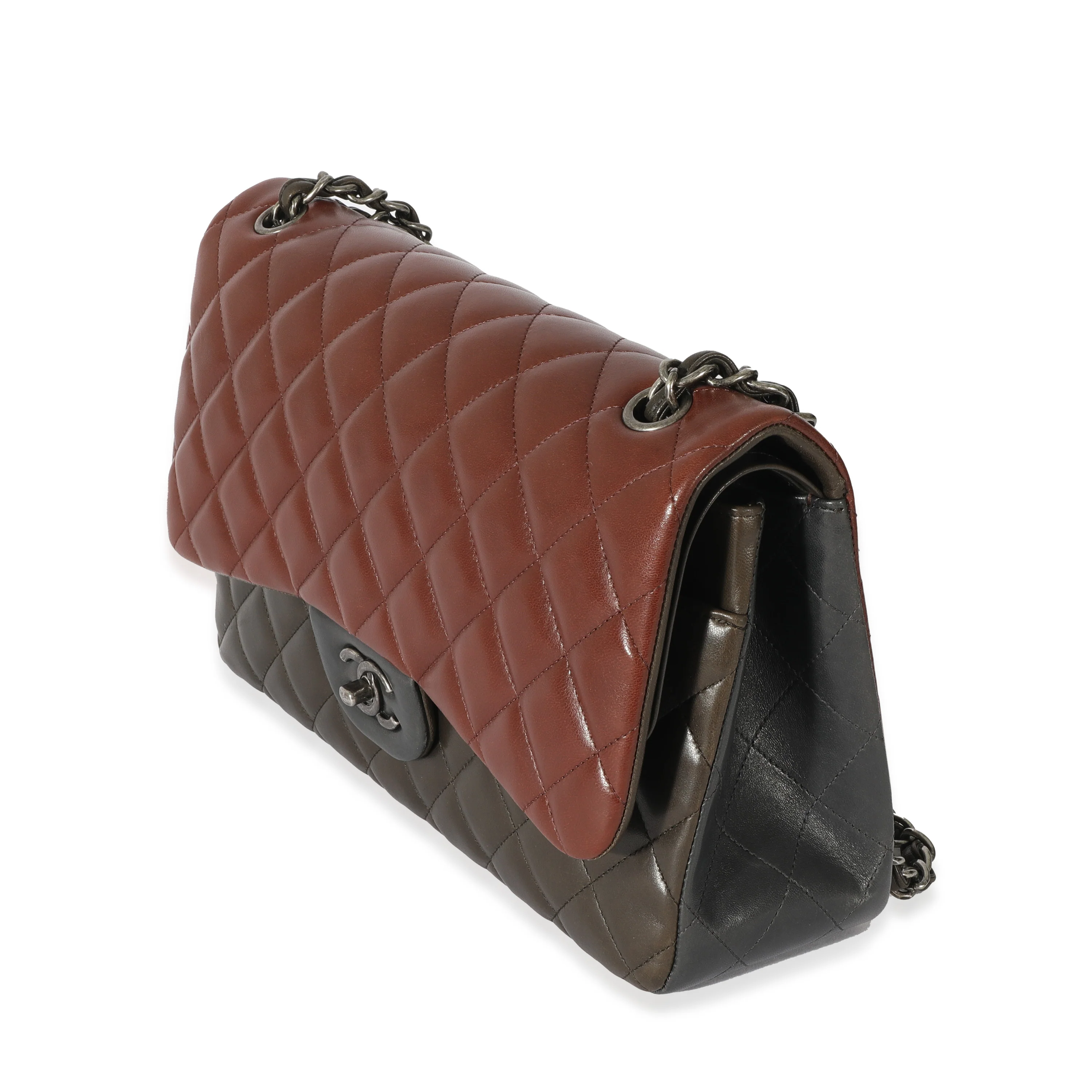 Bi-Color Quilted Lambskin Jumbo Double Flap Bag - Image 2