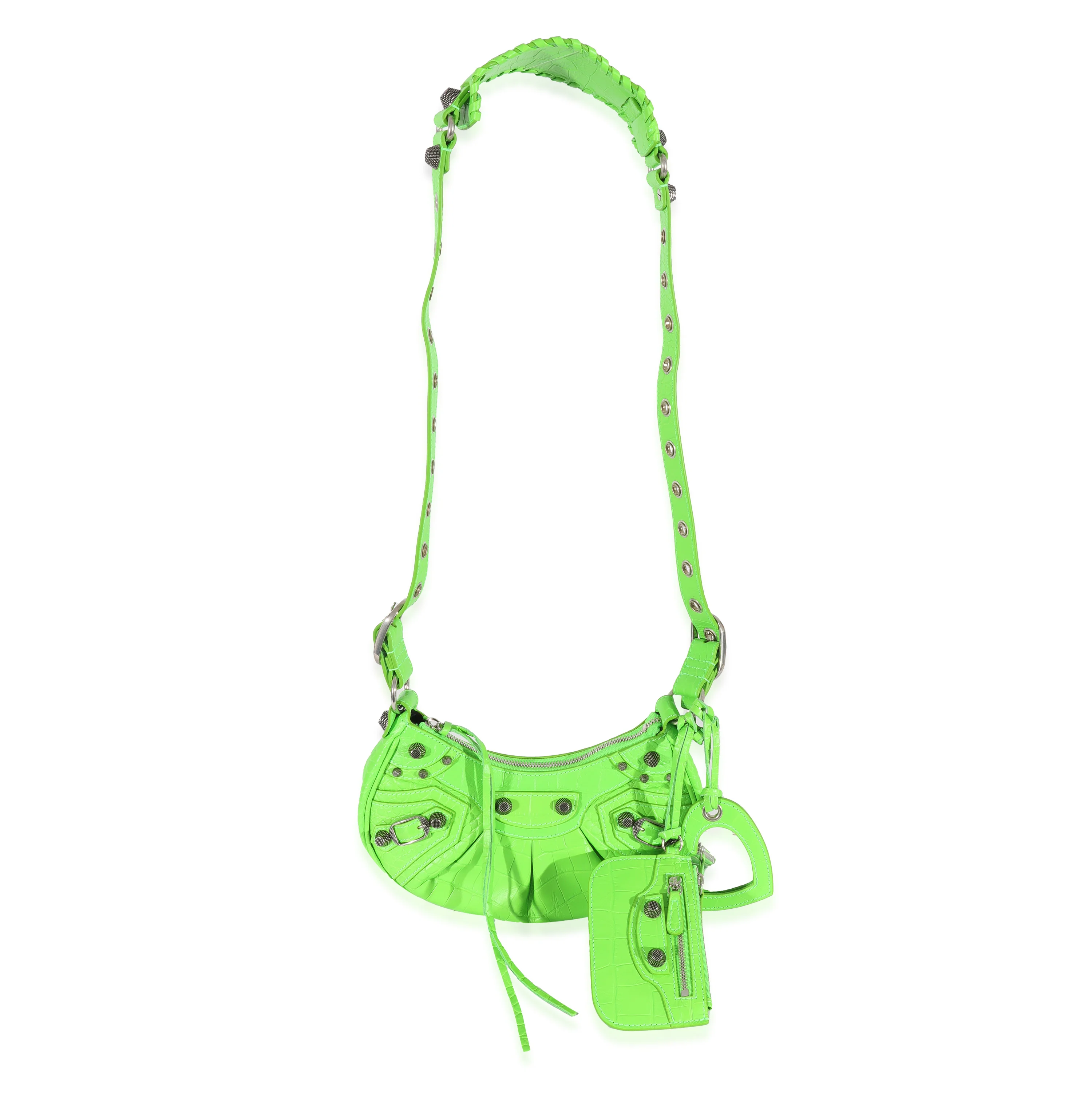 Neon Green Croc Embossed Le Cagole XS - Image 7