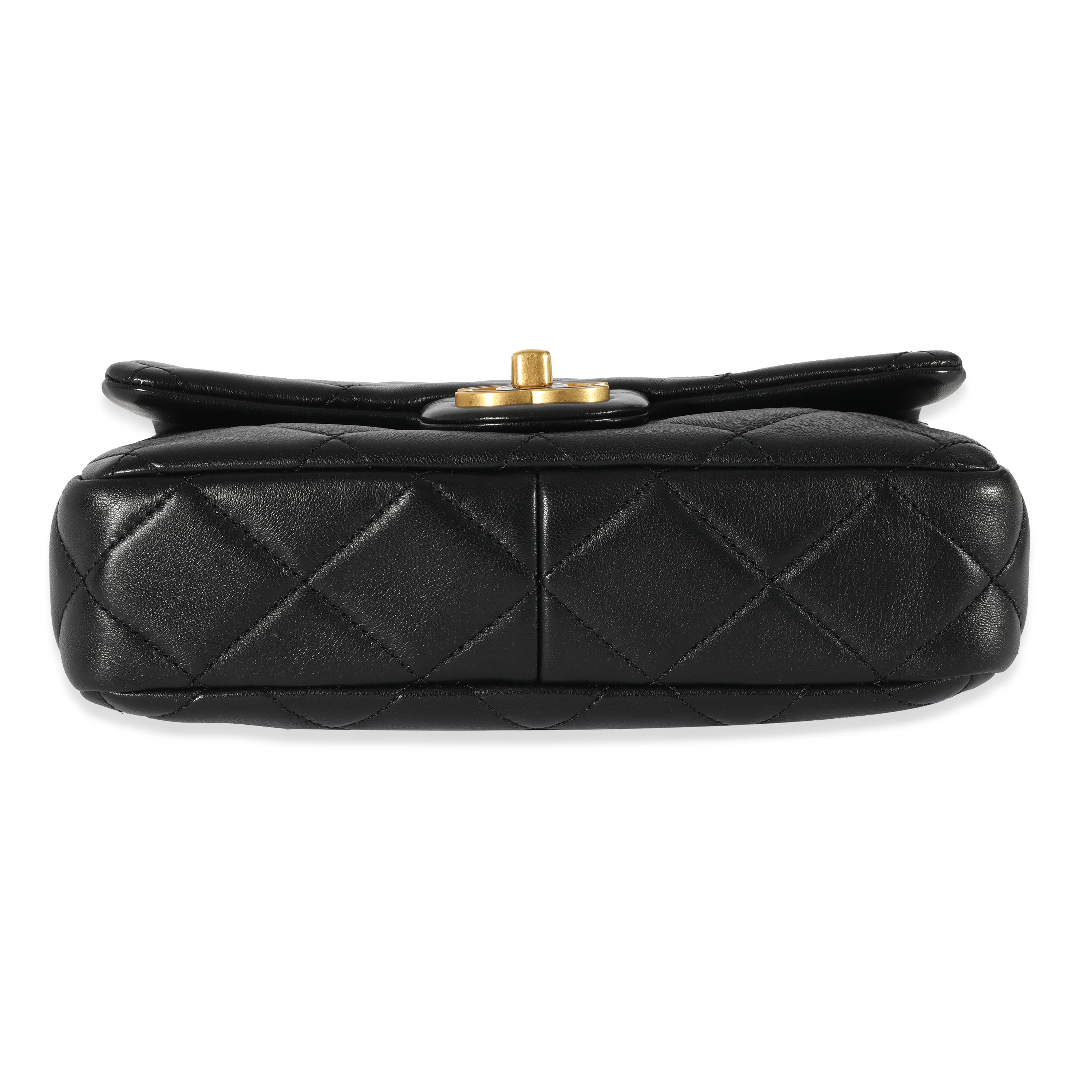 Chanel Black Lambskin Enamel Pending CC Mini Square Flap - Image 5