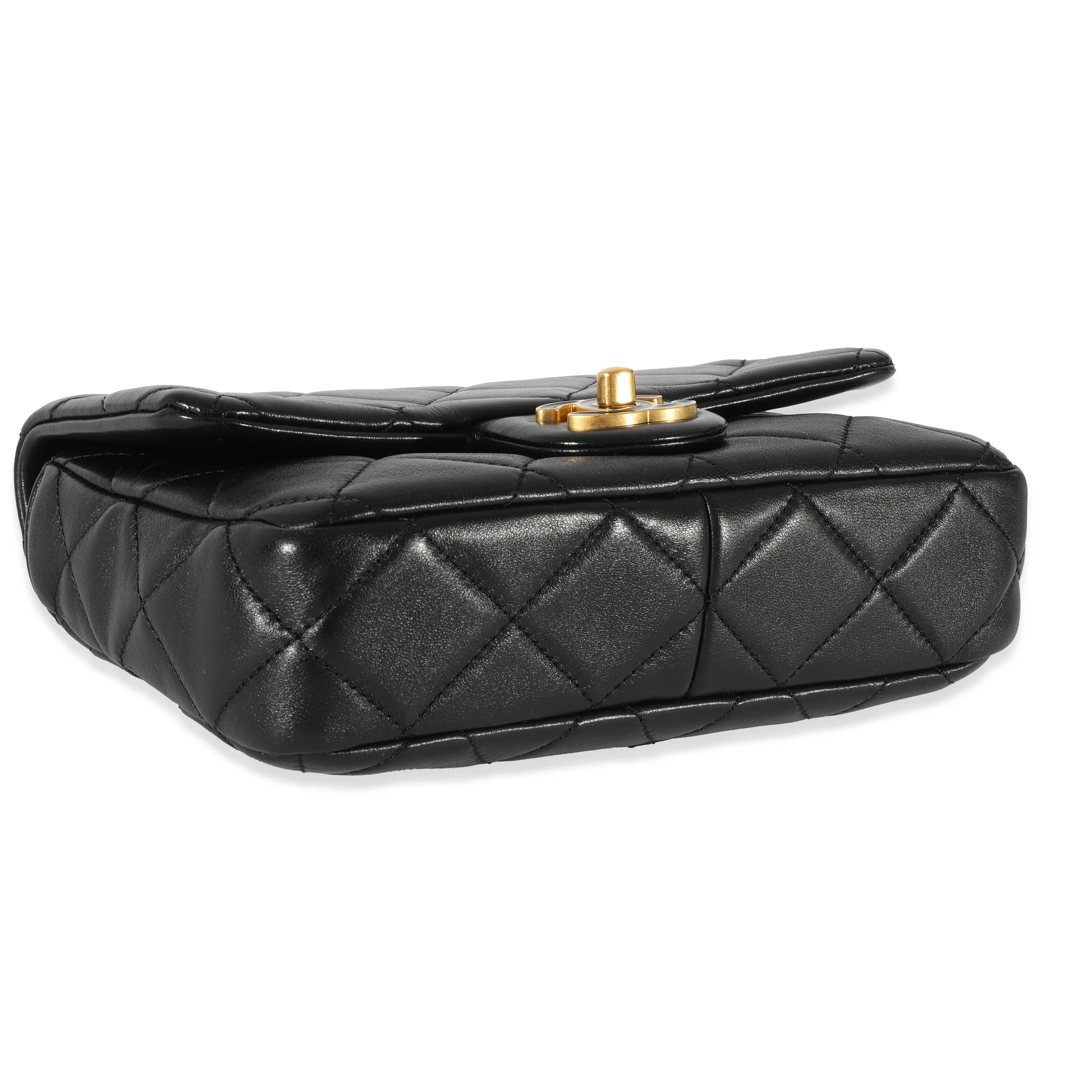 Chanel Black Lambskin Enamel Pending CC Mini Square Flap - Image 6