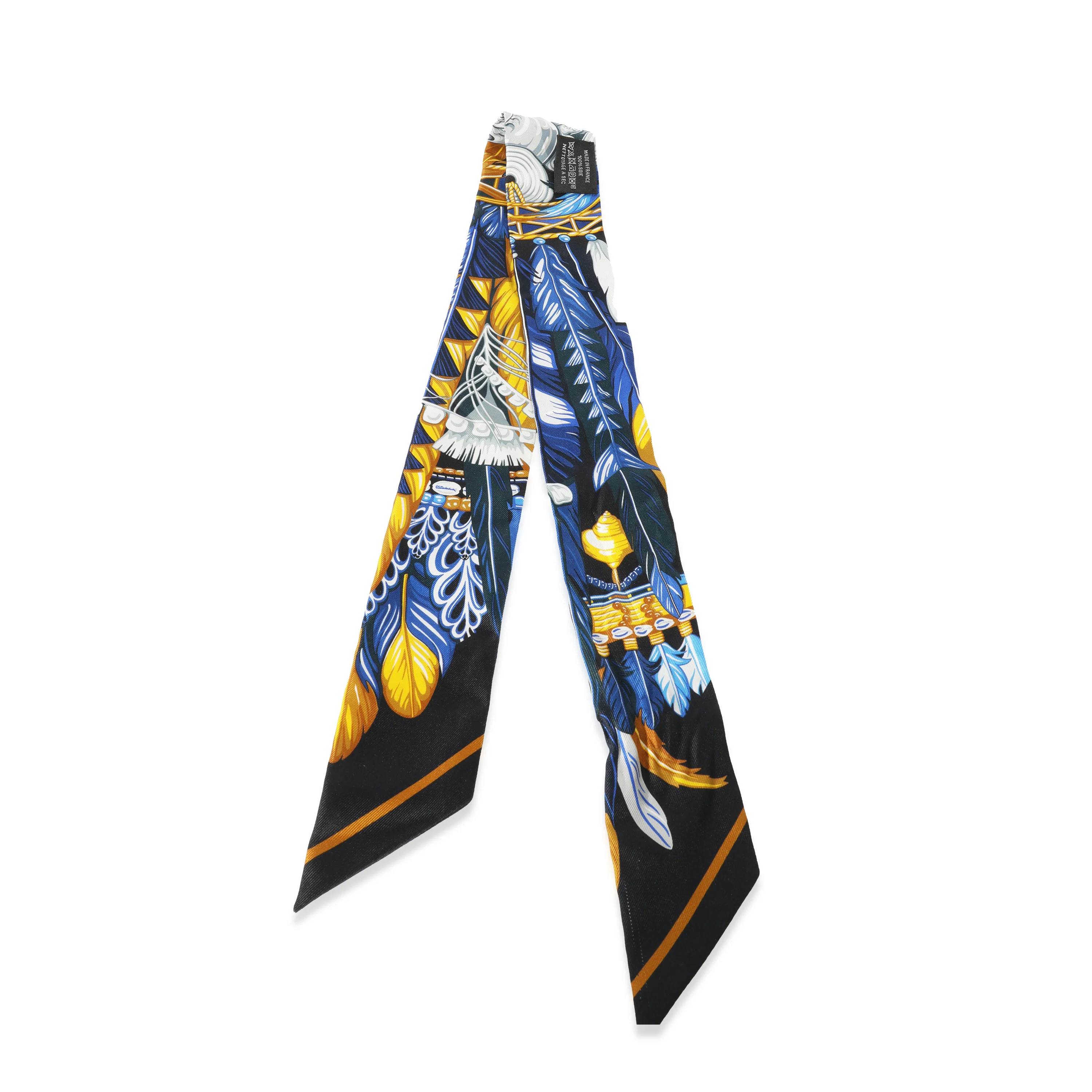 Hermes Silk Bleu Nuit Jaune Danse Pacifique Twilly - Image 2
