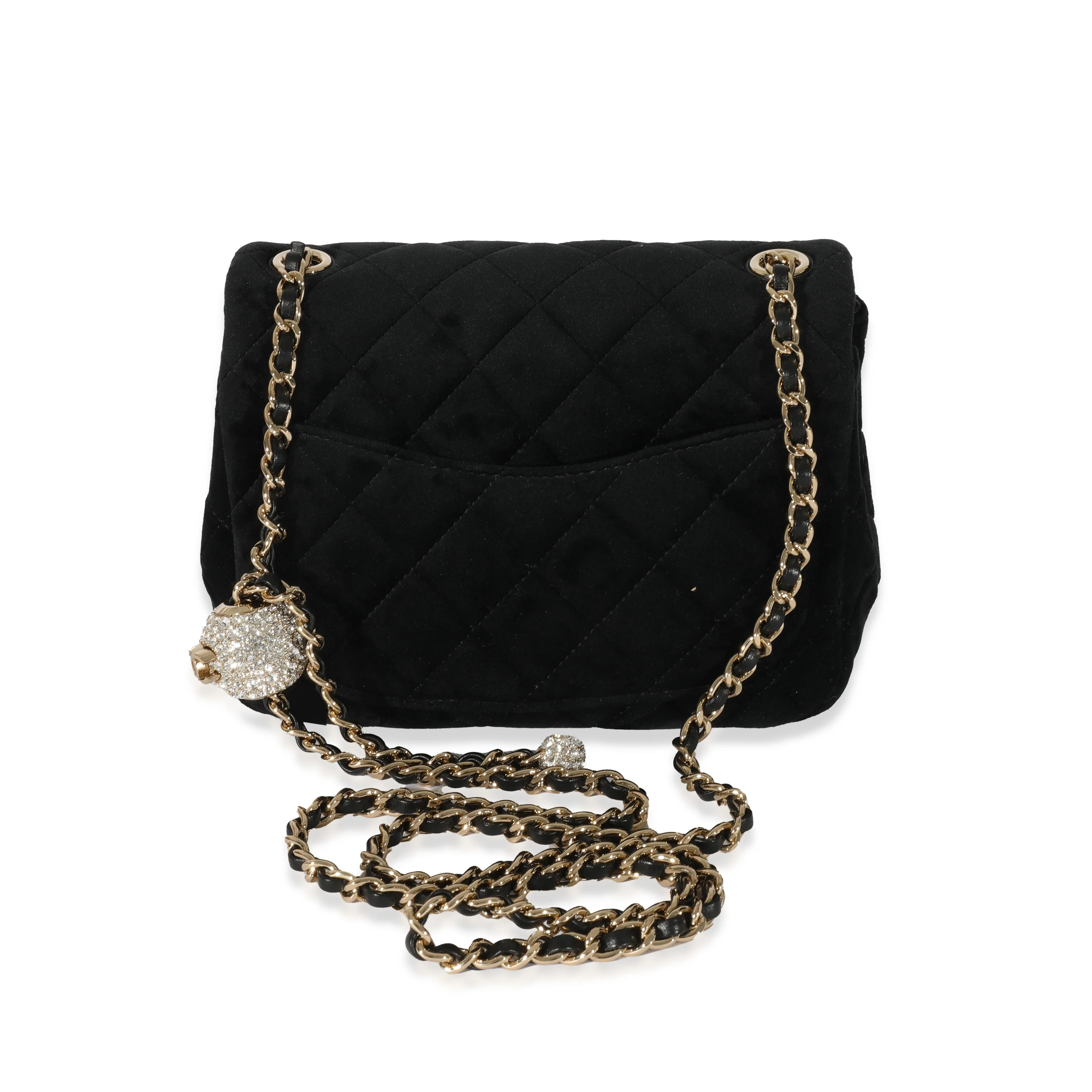 Black Velvet Pearl Crush Mini Square Flap - Image 3