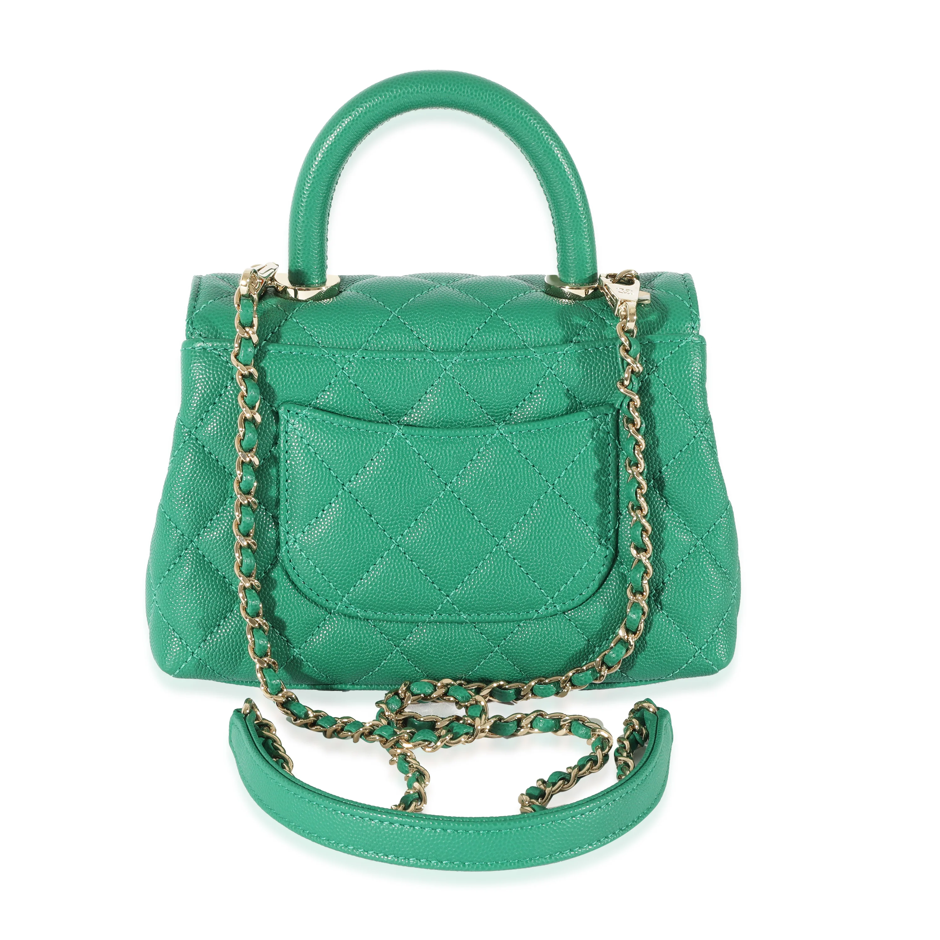 Chanel Green Caviar Mini Coco Top Handle - Image 3
