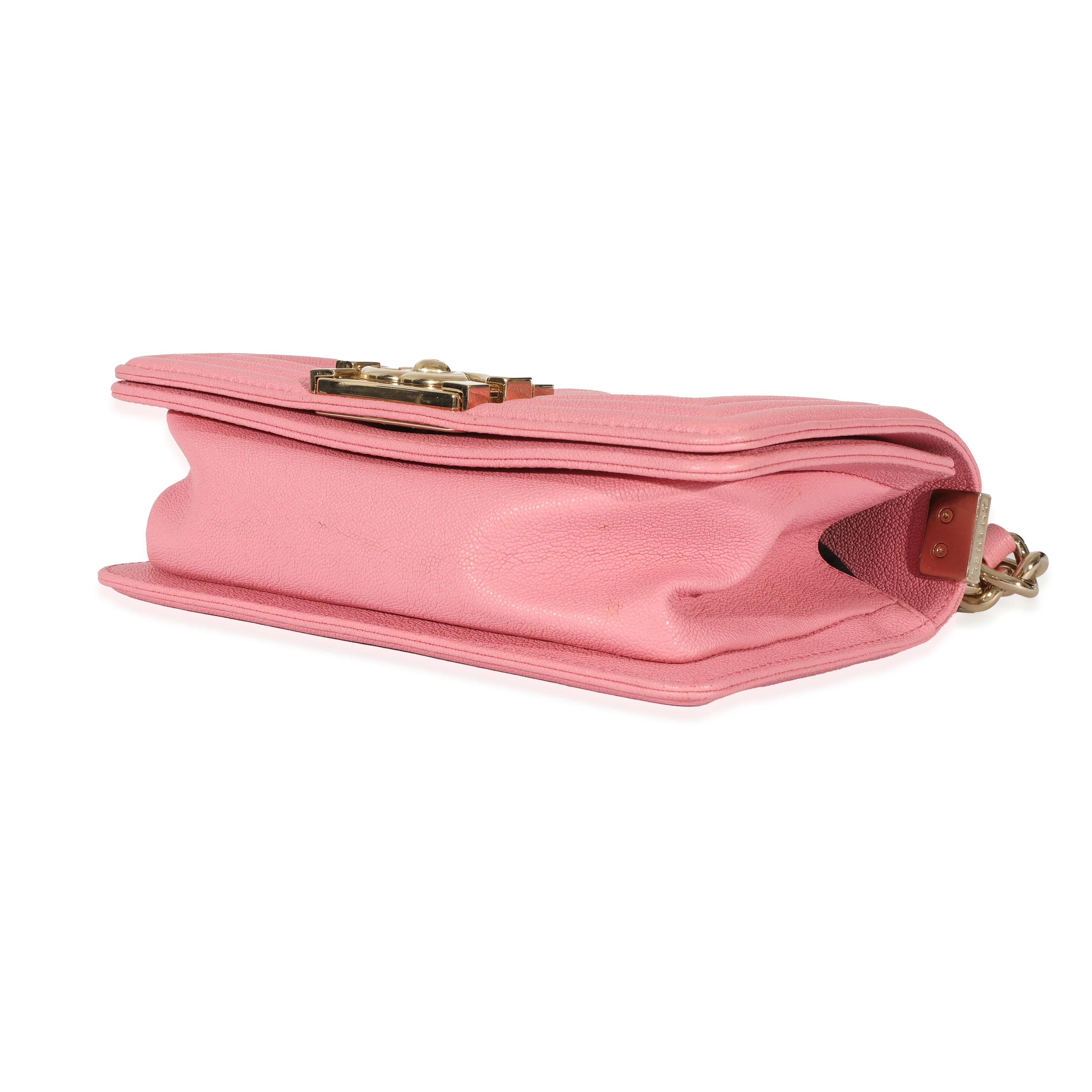 Chanel Pink Caviar Small Boy Bag - Image 6