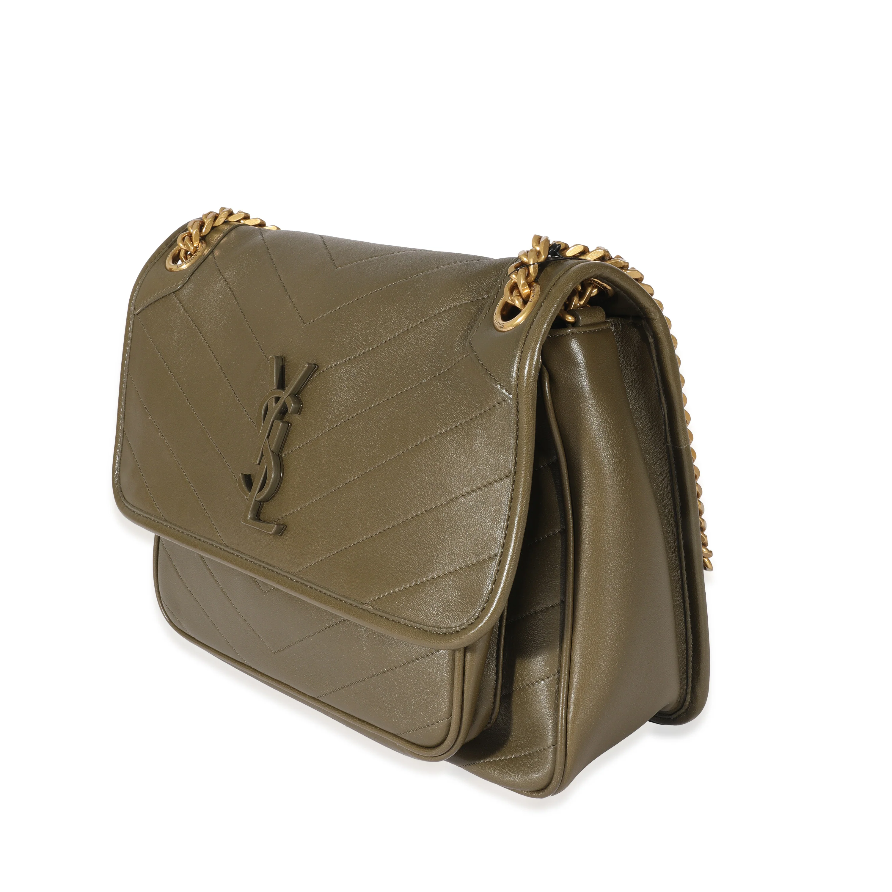 Saint Laurent Khaki Leather Medium Niki - Image 2