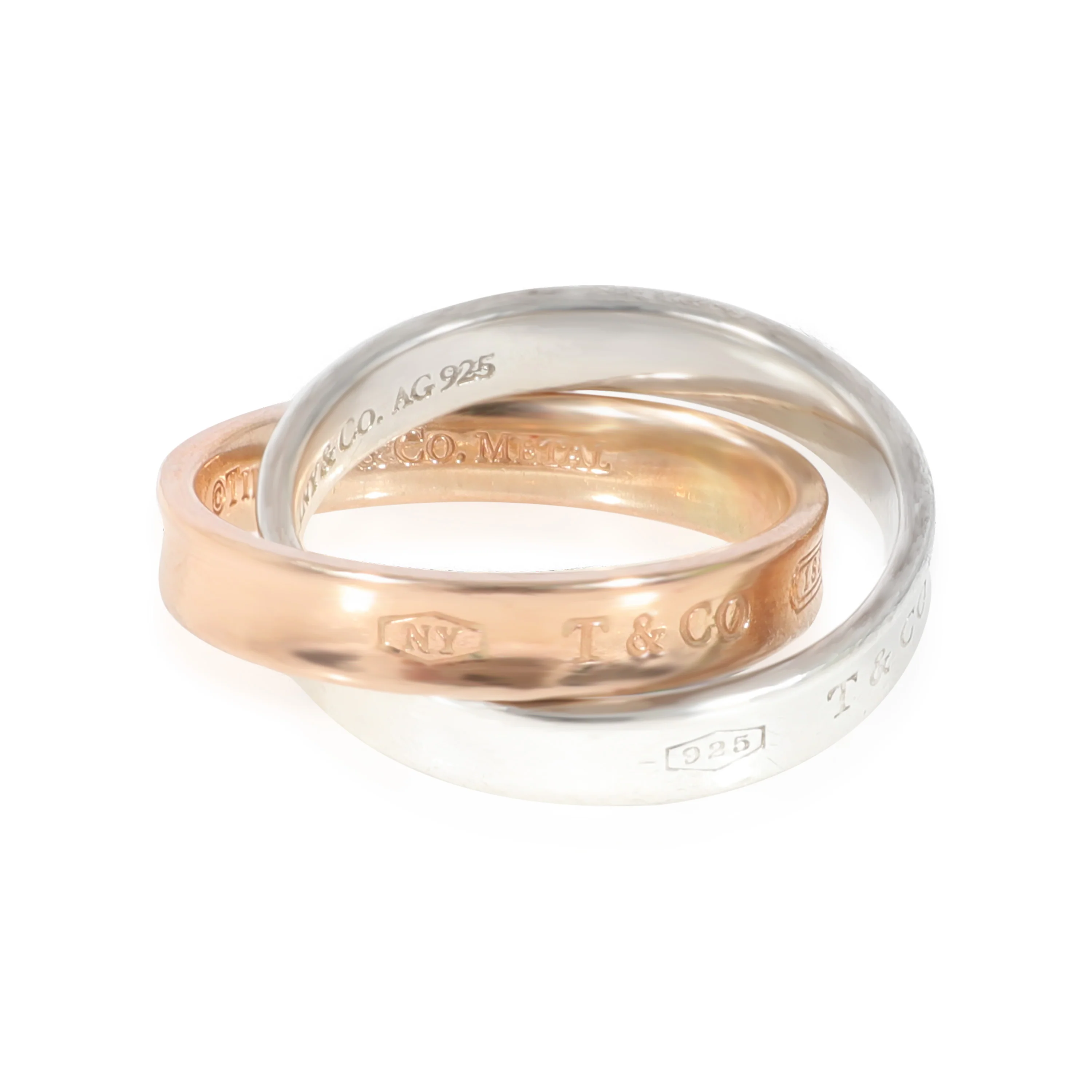 Interlocking Circles Ring in Sterling Silver & Rubedo