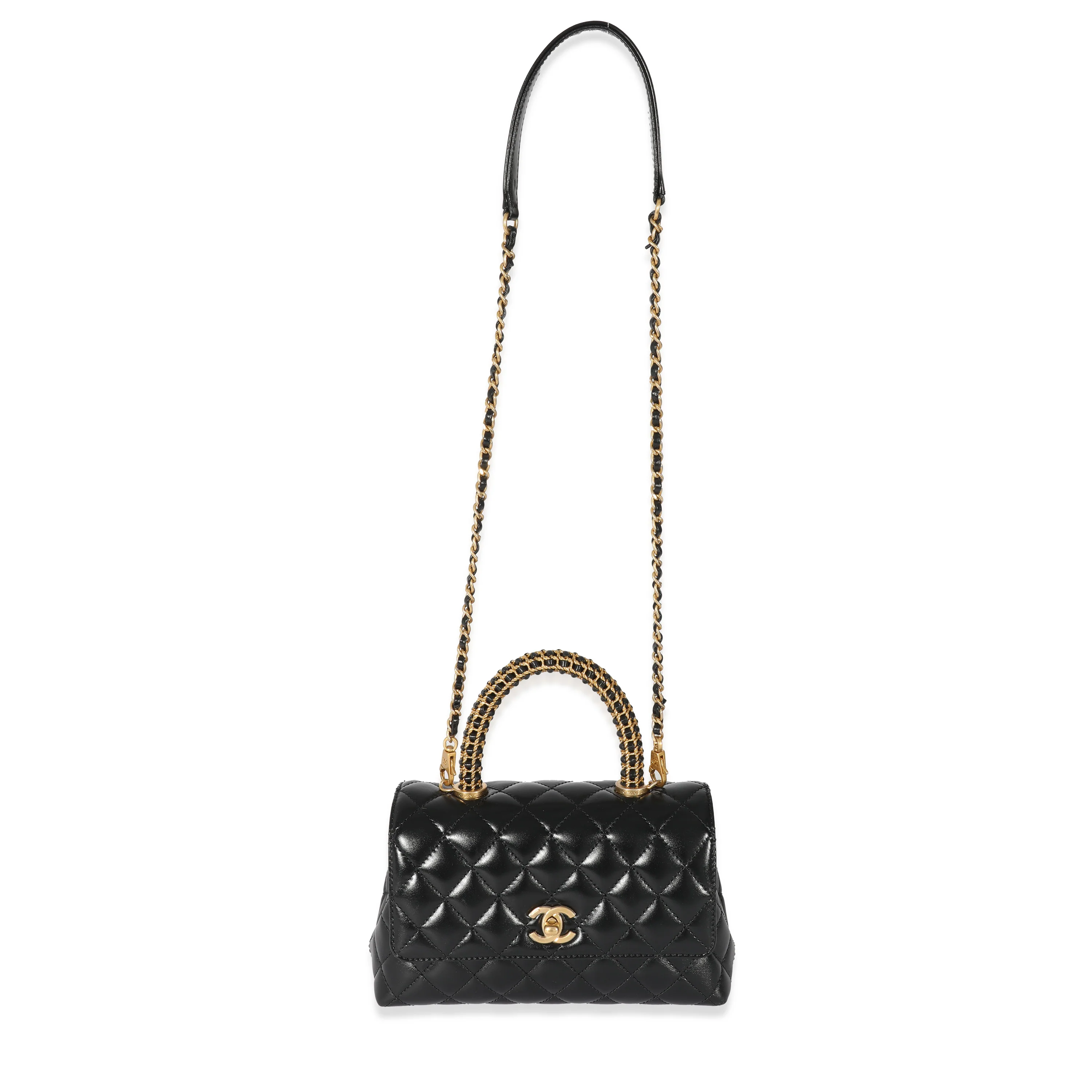 Chanel 22P Black Quilted Small Coco Top Handle Flap - Image 4