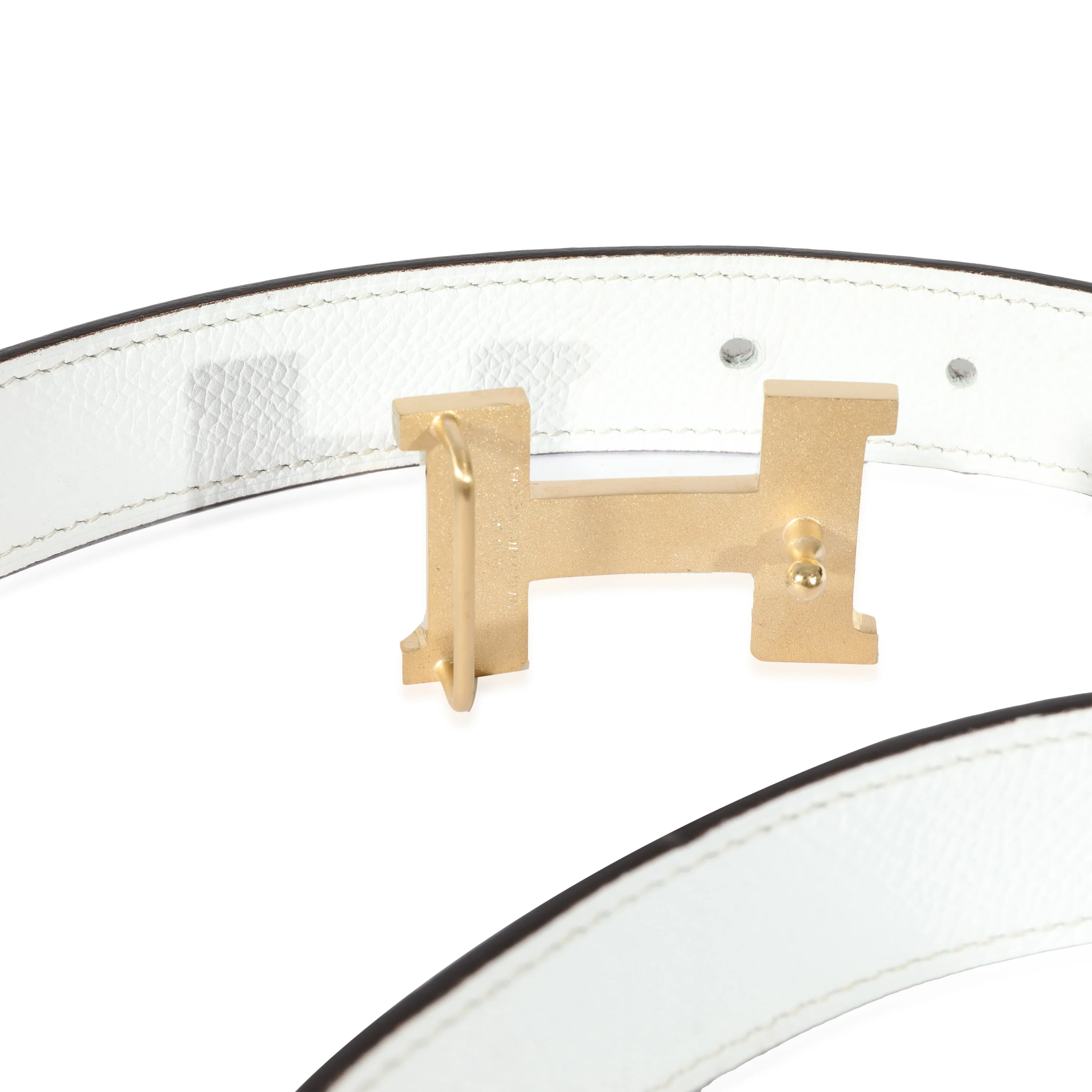 Hermes White Etoupe Epsom Lizard Mini Constance 24mm Reversible Belt - Image 4