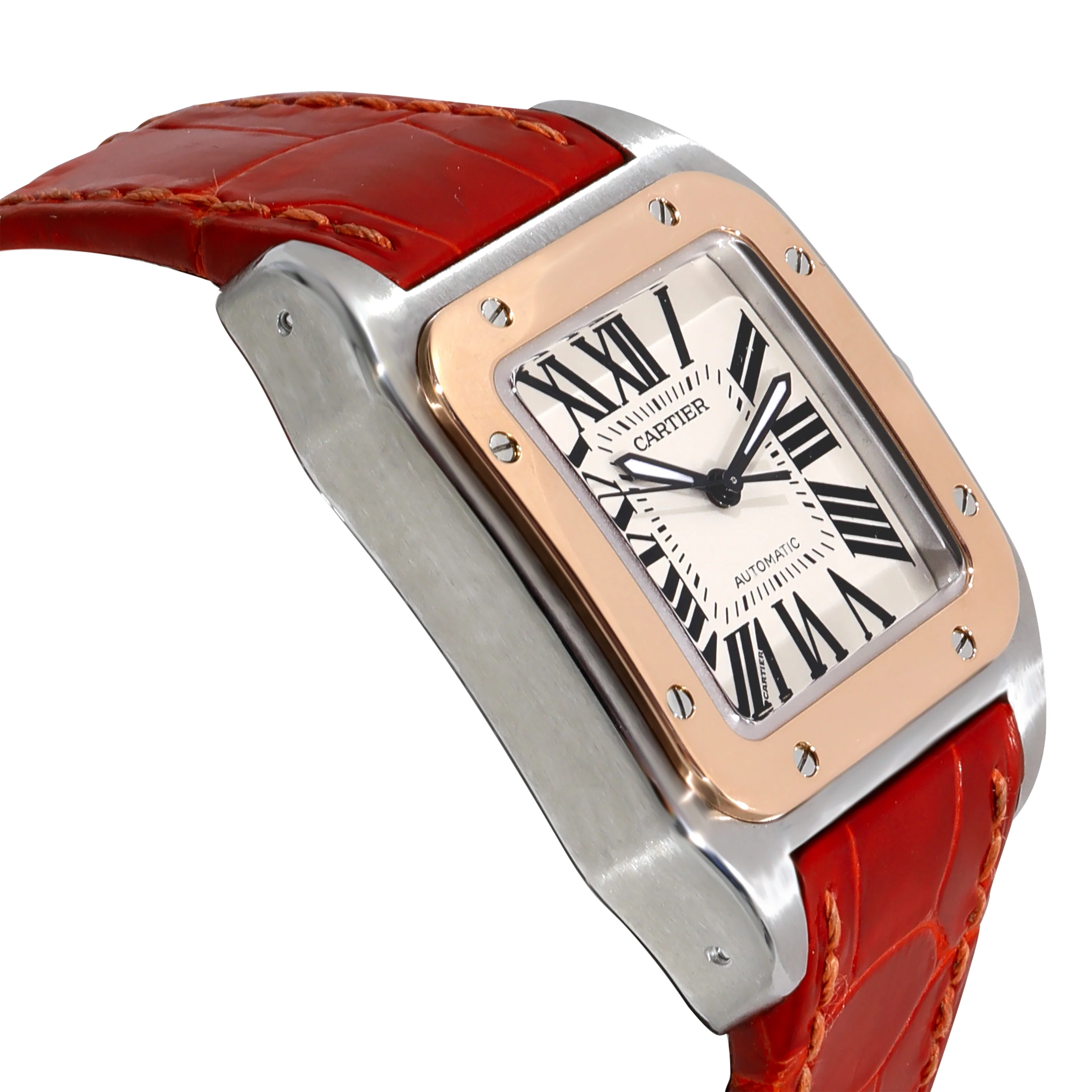 Cartier Santos 100 W20107X7 Unisex Watch in 18kt Stainless Steel/Rose Gold - Image 2