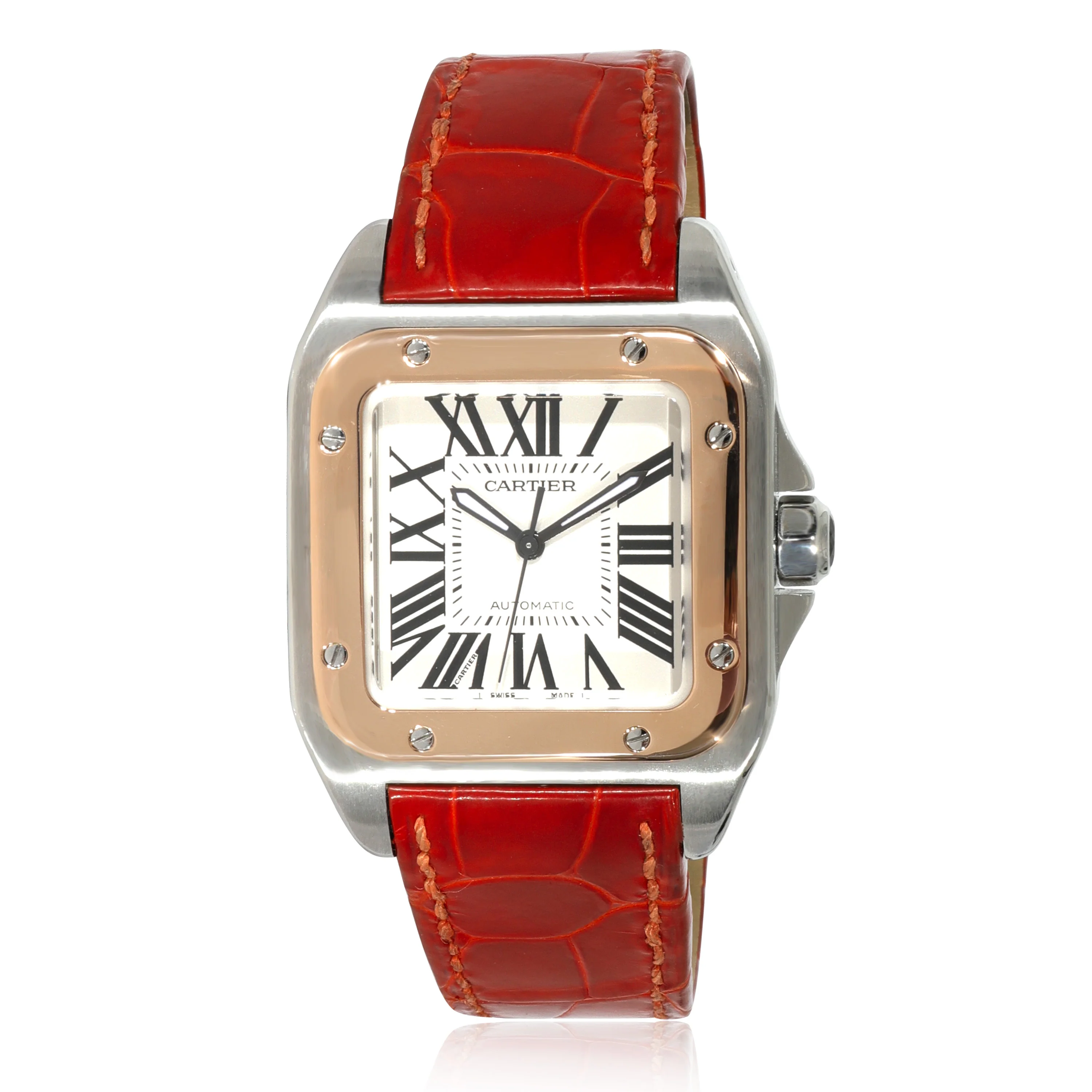Cartier Santos 100 W20107X7 Unisex Watch in 18kt Stainless Steel/Rose Gold - Image 5