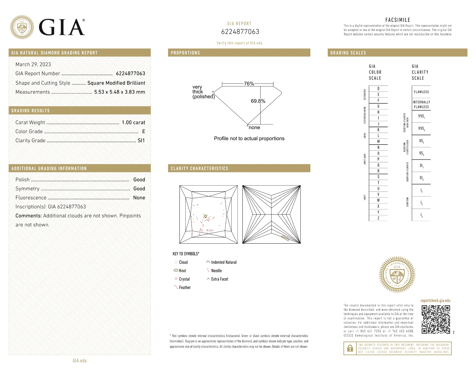 GIA Certified 1.00 Ct Princess cut E SI1 Loose Diamond - Image 2