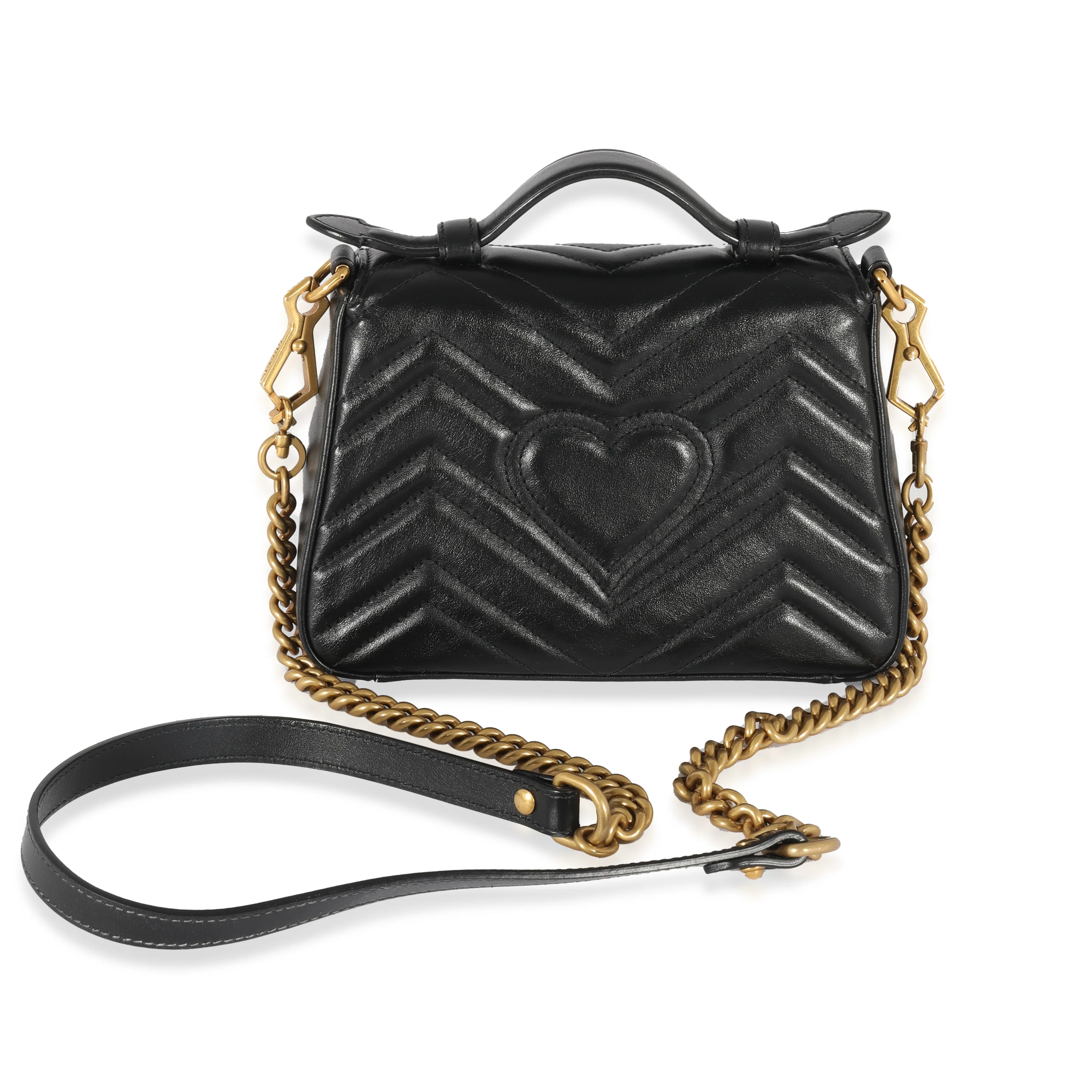 Gucci Black Leather Mini Marmont Top Handle - Image 3