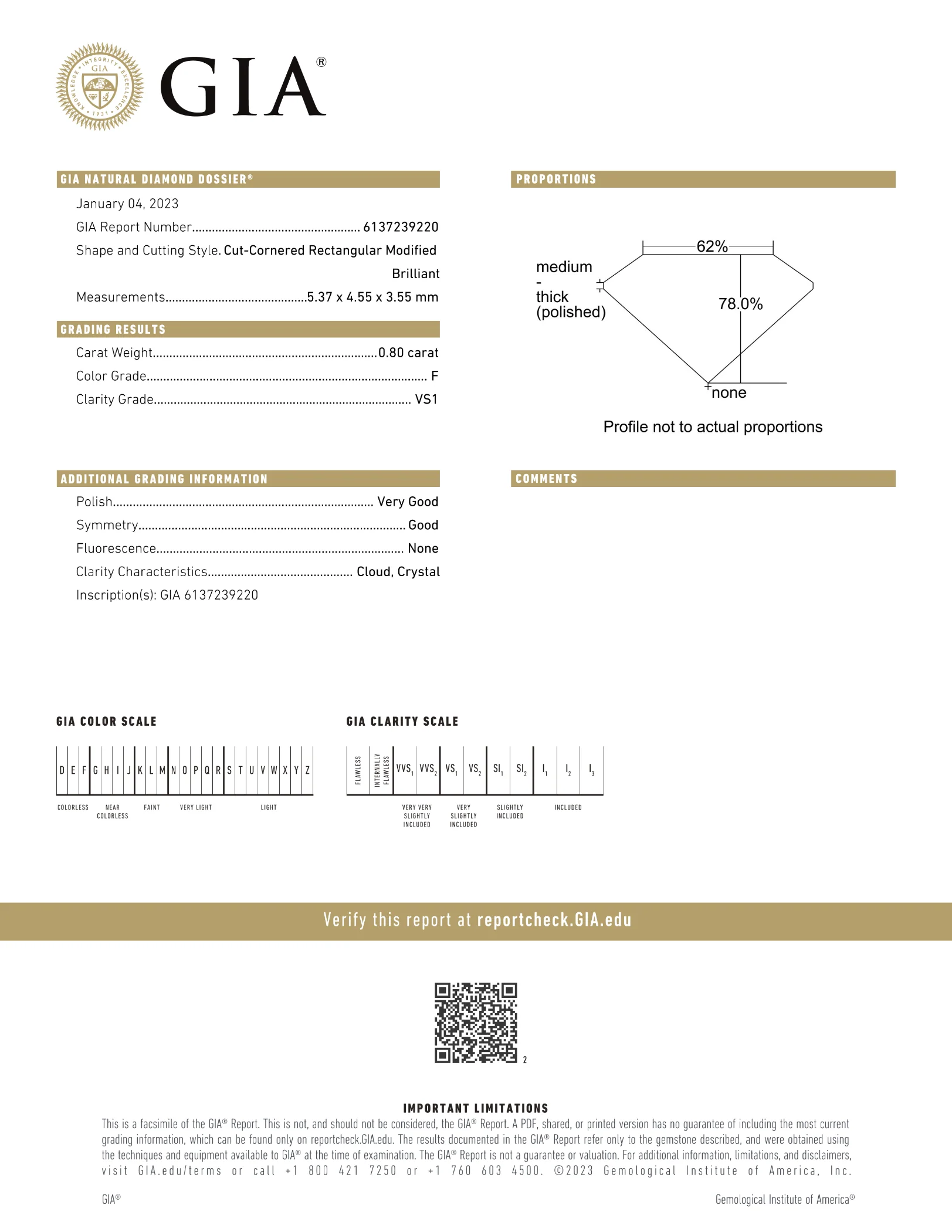 GIA Certified 0.80 Ct Radiant cut F VS1 Loose Diamond - Image 2