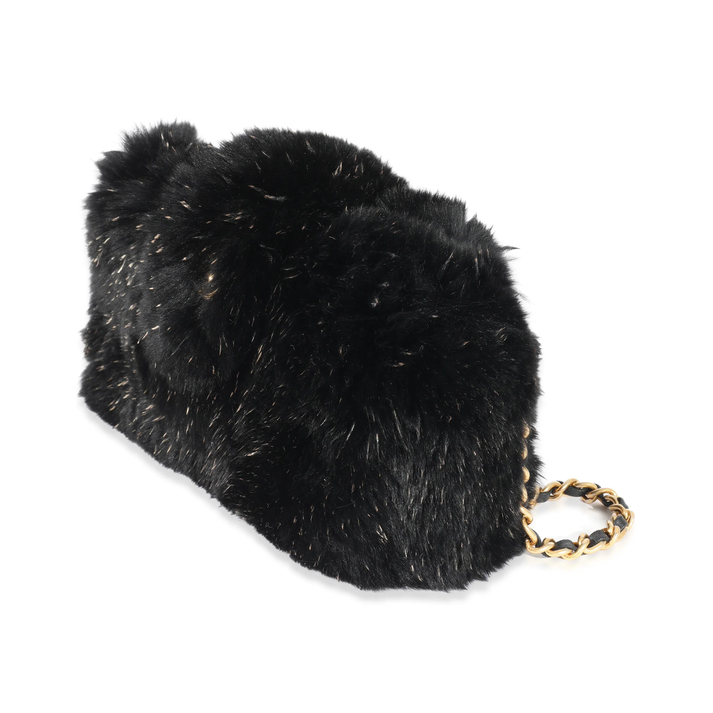 CC Black Fur Chain Clutch - Image 2