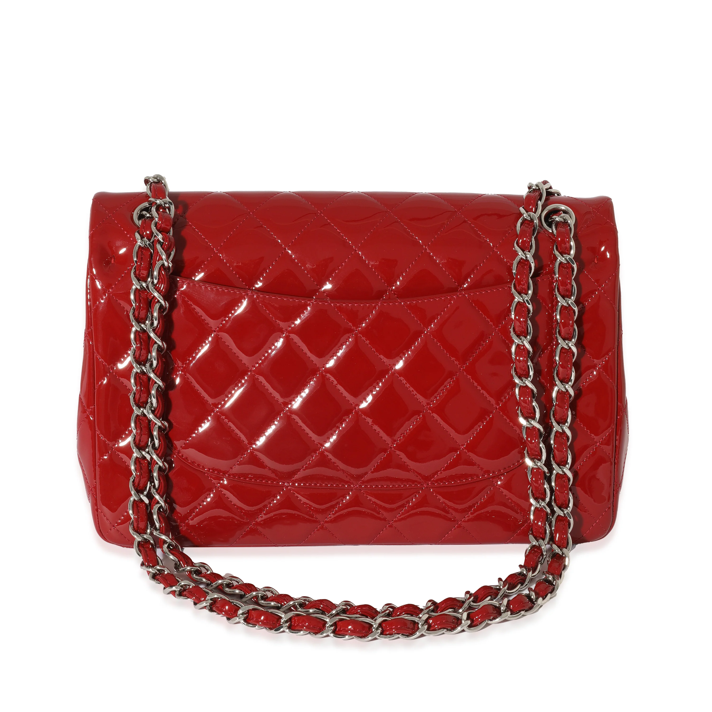 Chanel Red Quilted Patent Leather Jumbo Double Flap Bag - Image 3