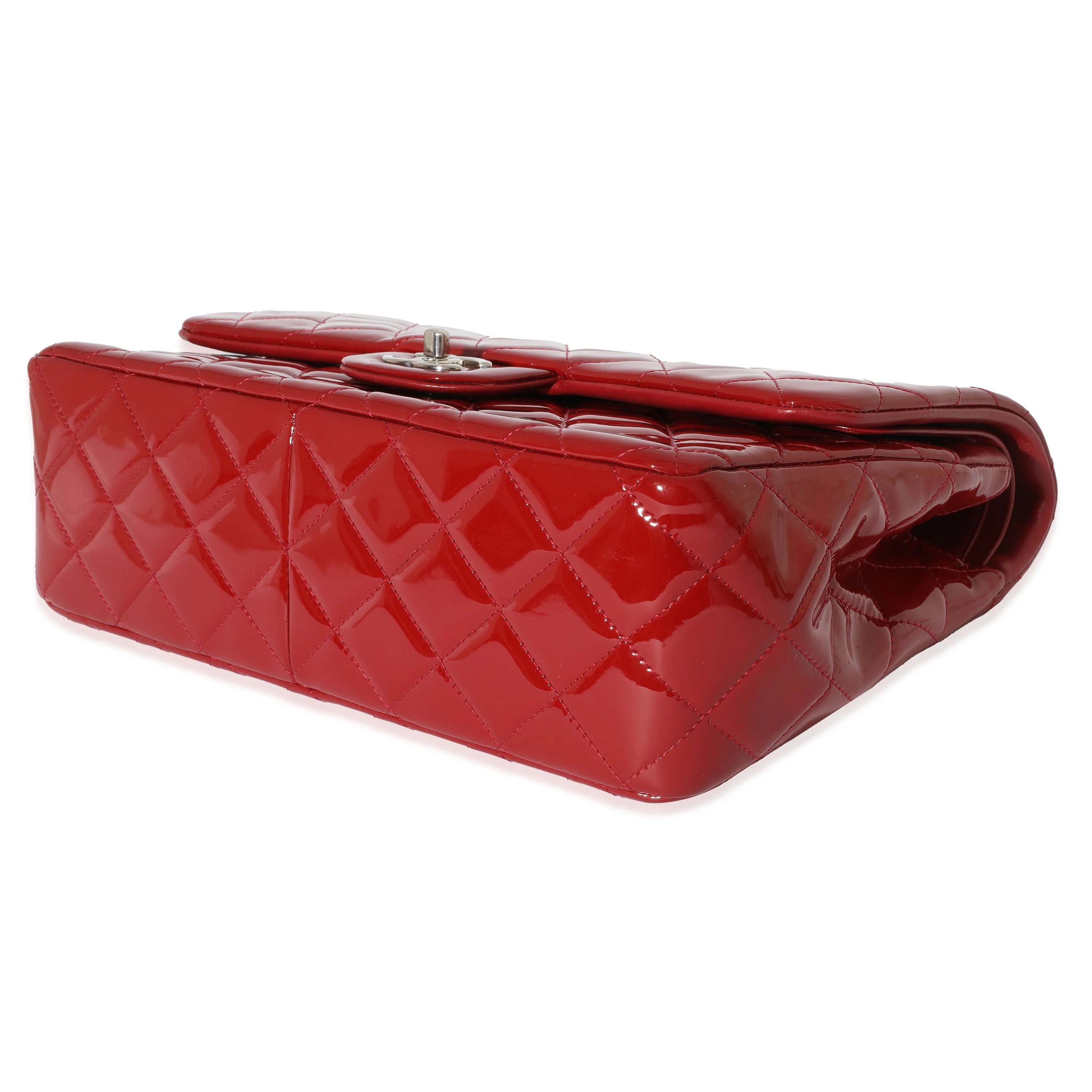 Chanel Red Quilted Patent Leather Jumbo Double Flap Bag - Image 7