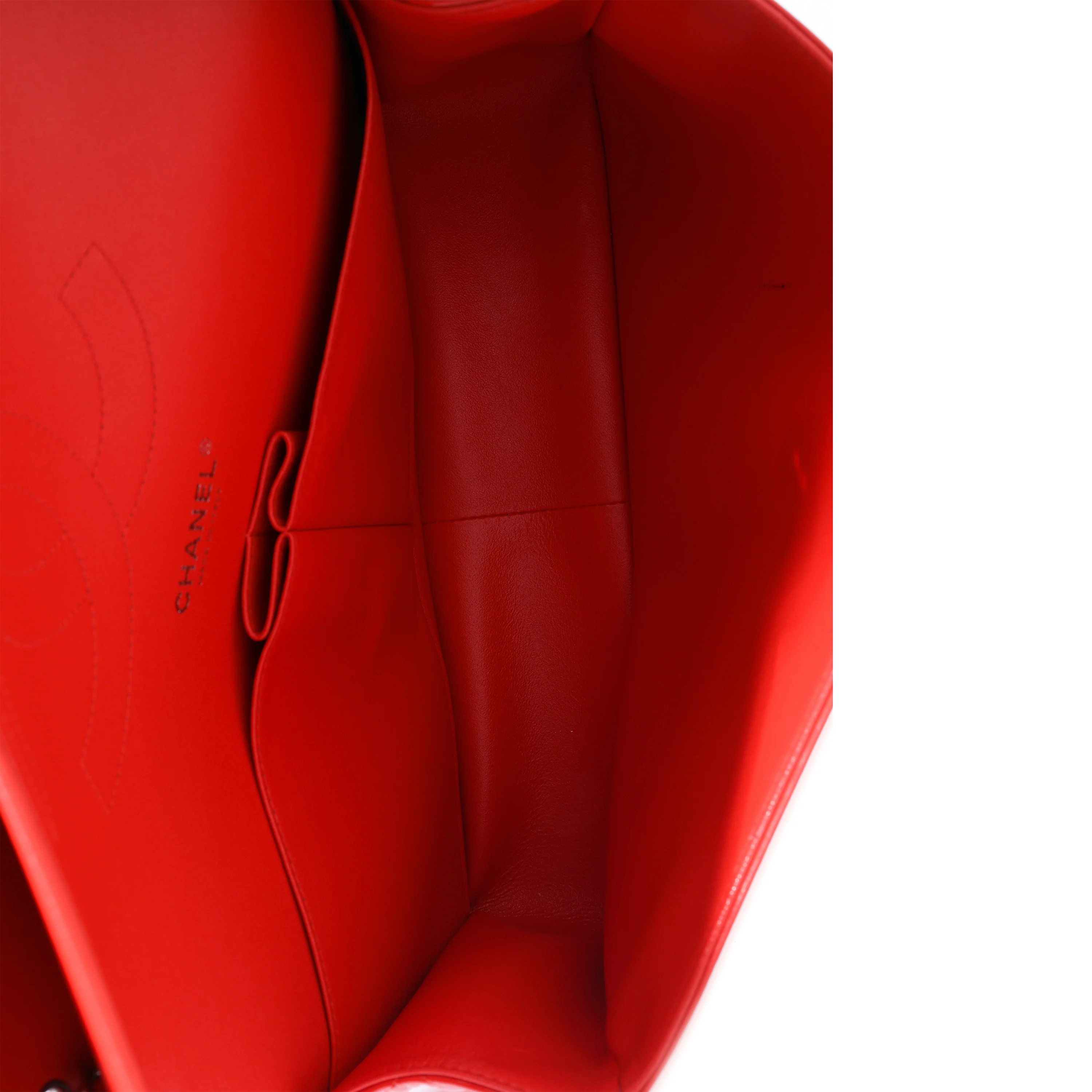 Red Quilted Patent Leather Jumbo Double Flap Bag - Image 8