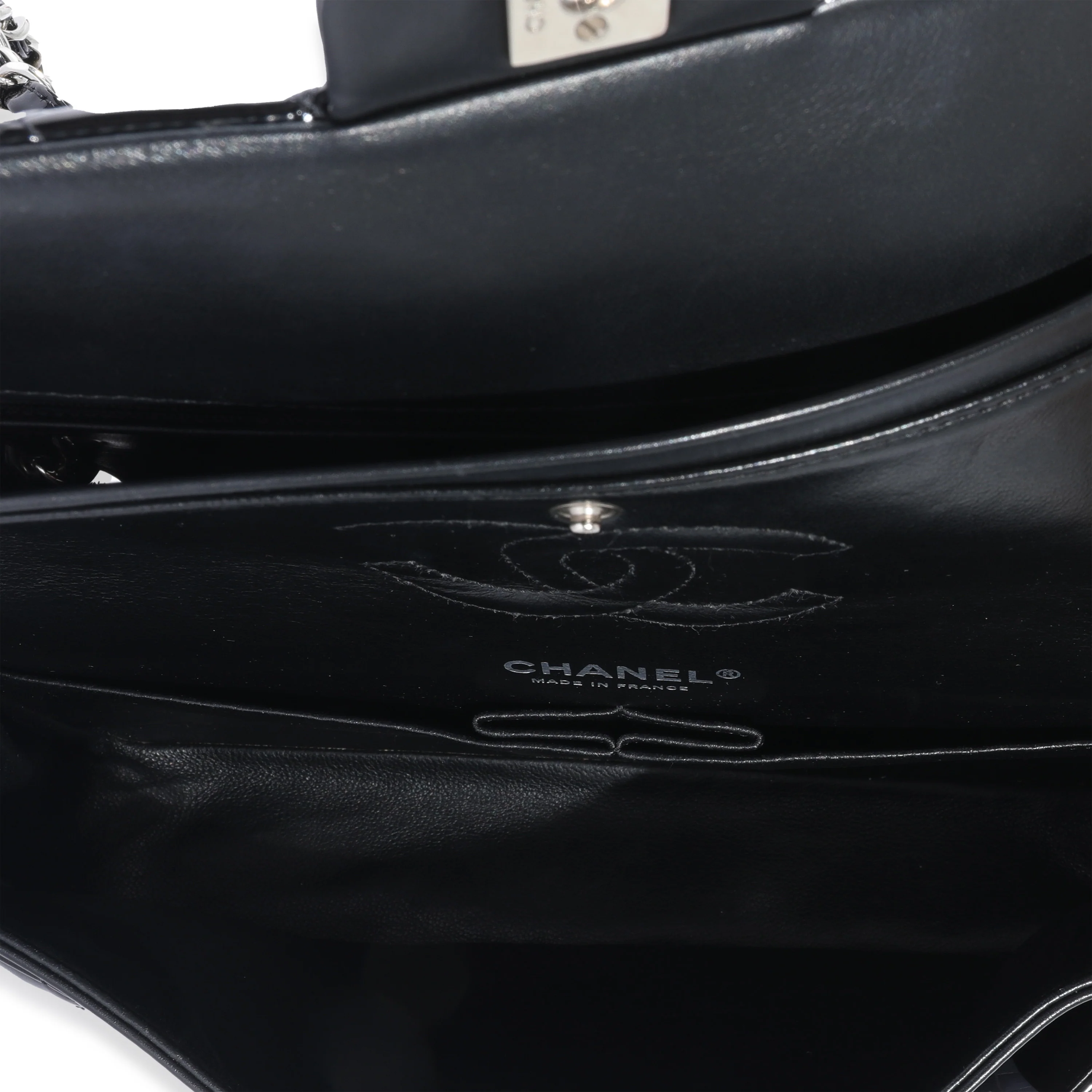 Chanel Black Patent Medium Classic Flap Bag - Image 9