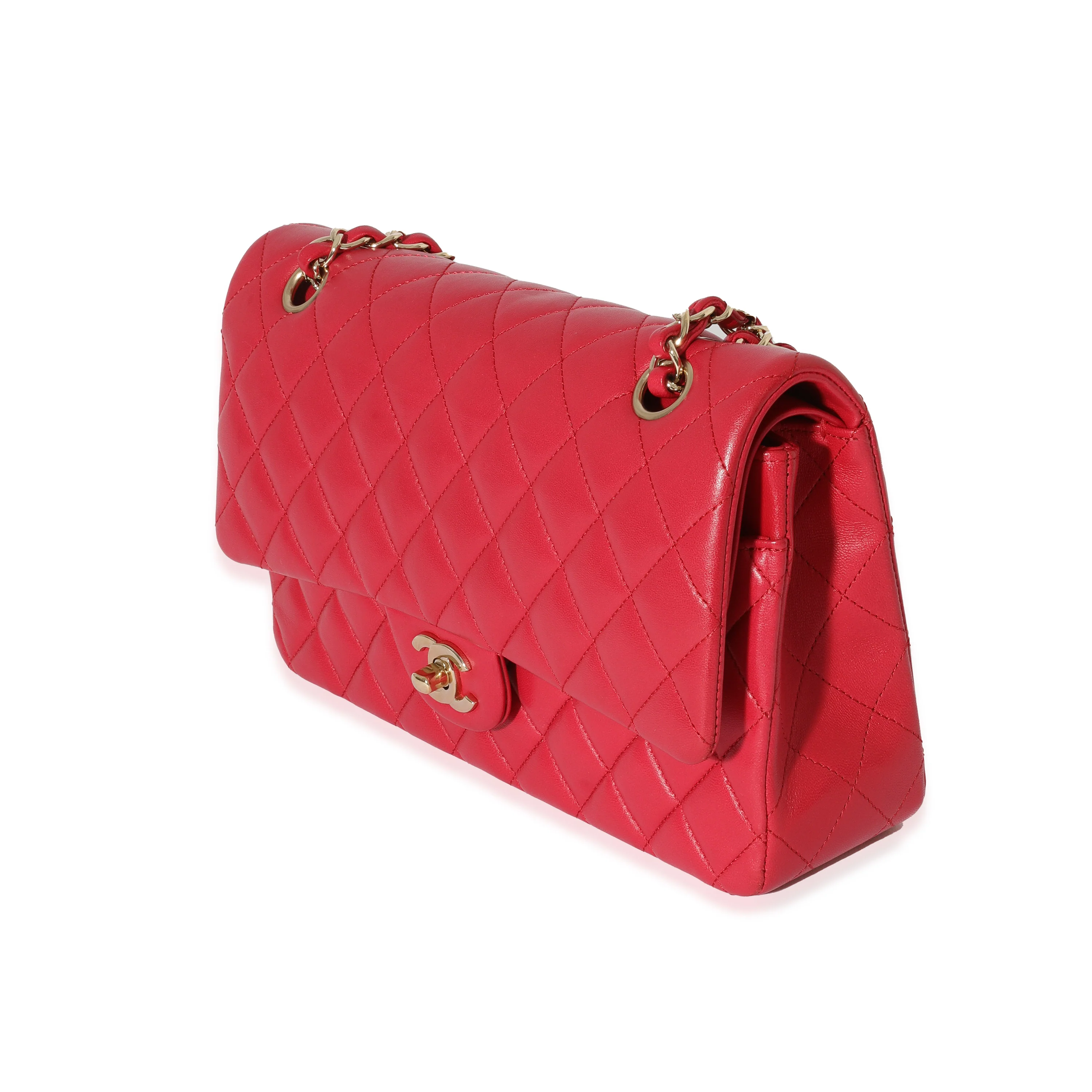 Dark Pink Quilted Lambskin Medium Classic Double Flap Bag - Image 2