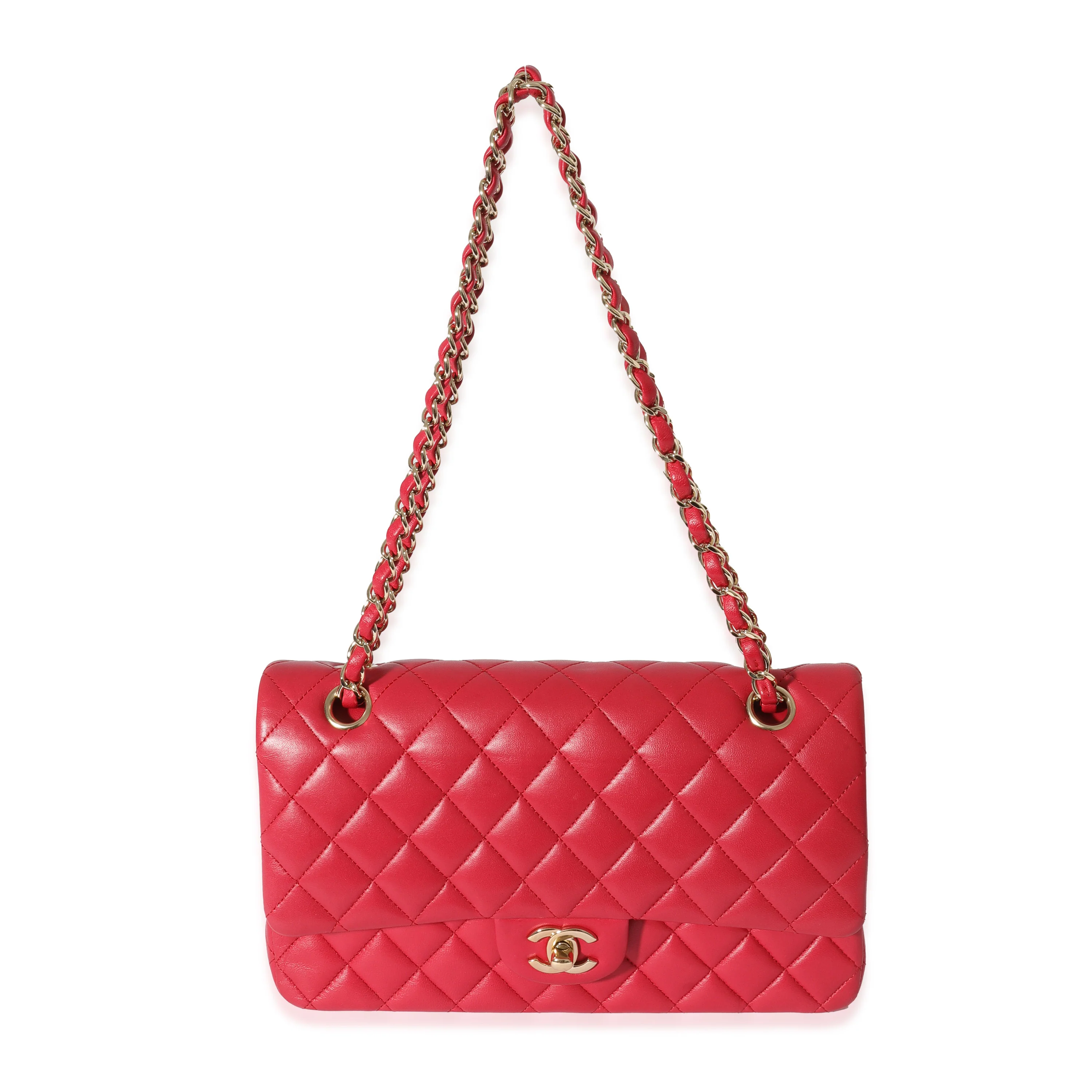 Dark Pink Quilted Lambskin Medium Classic Double Flap Bag - Image 4