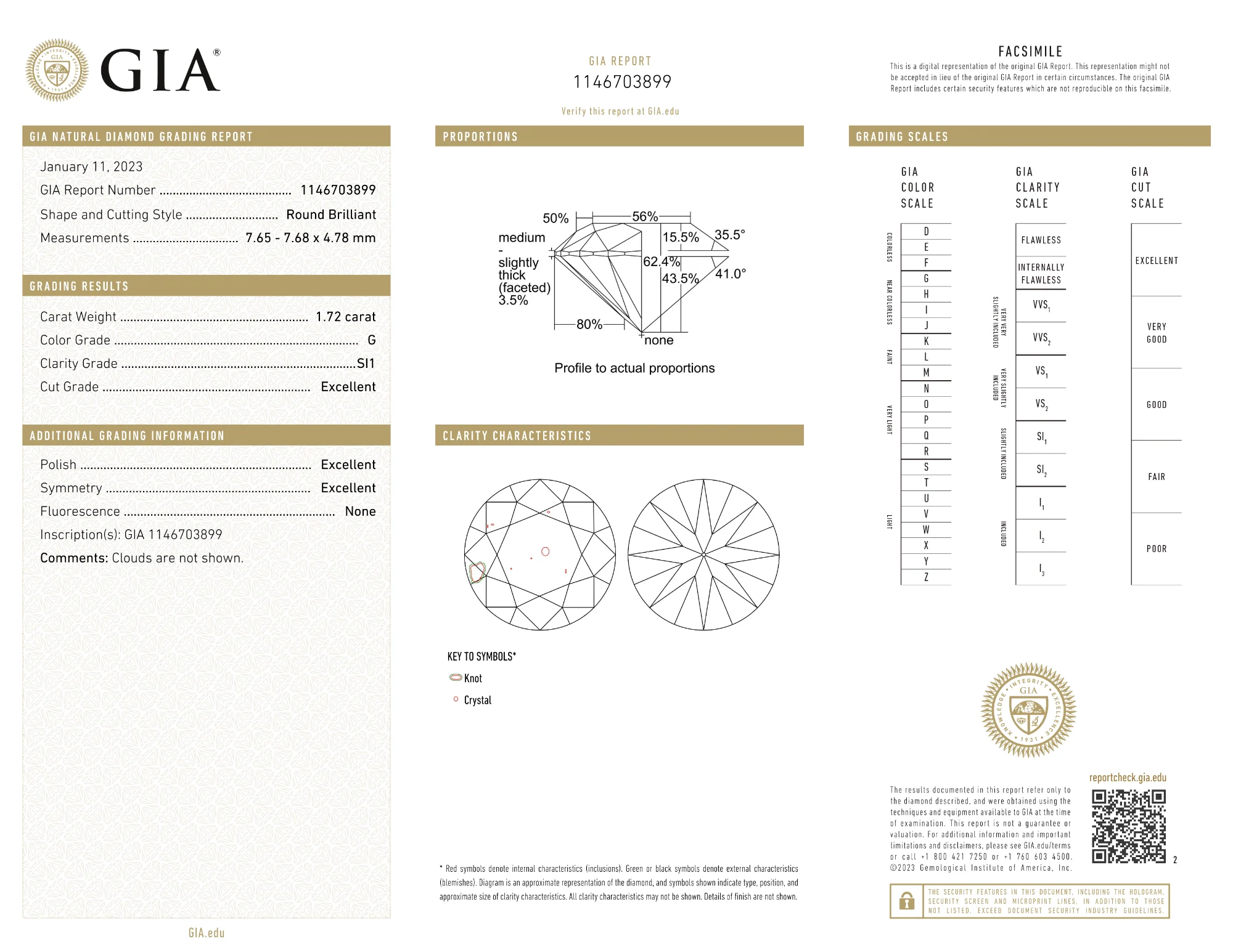 GIA Certified 1.72 Ct Round cut G SI1 Loose Diamond - Image 2