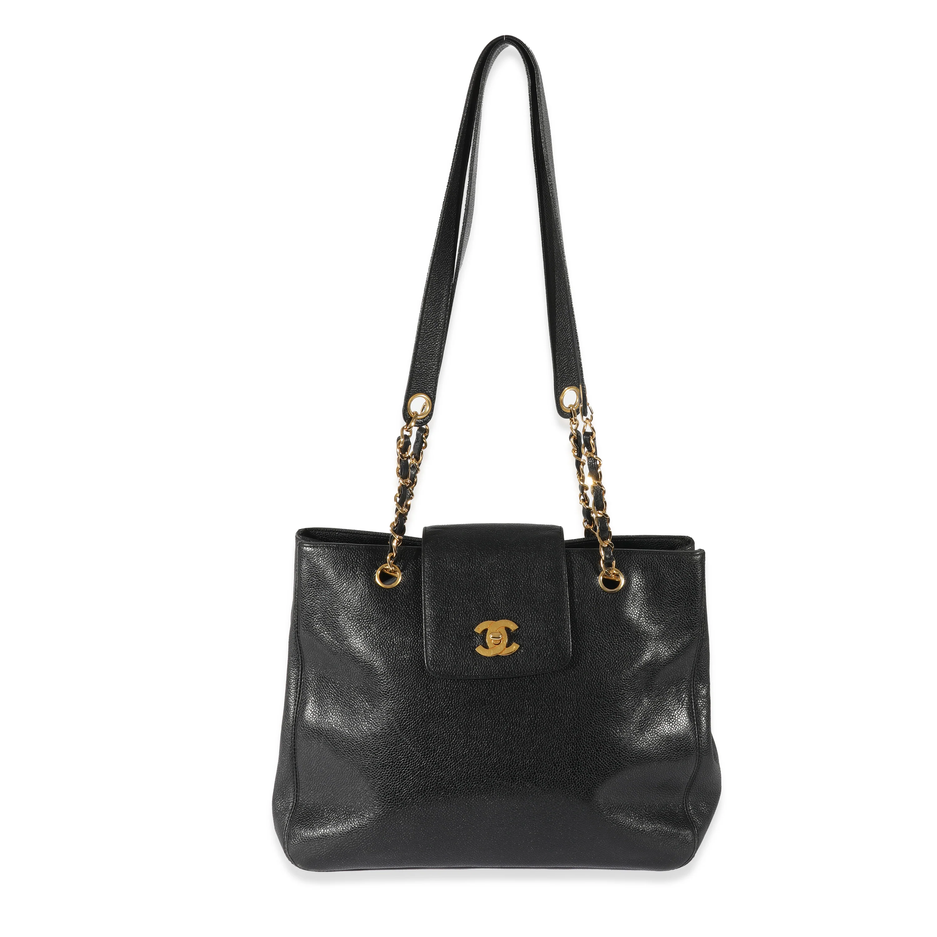 24K Vintage Black Caviar CC Chain Tote - Image 4