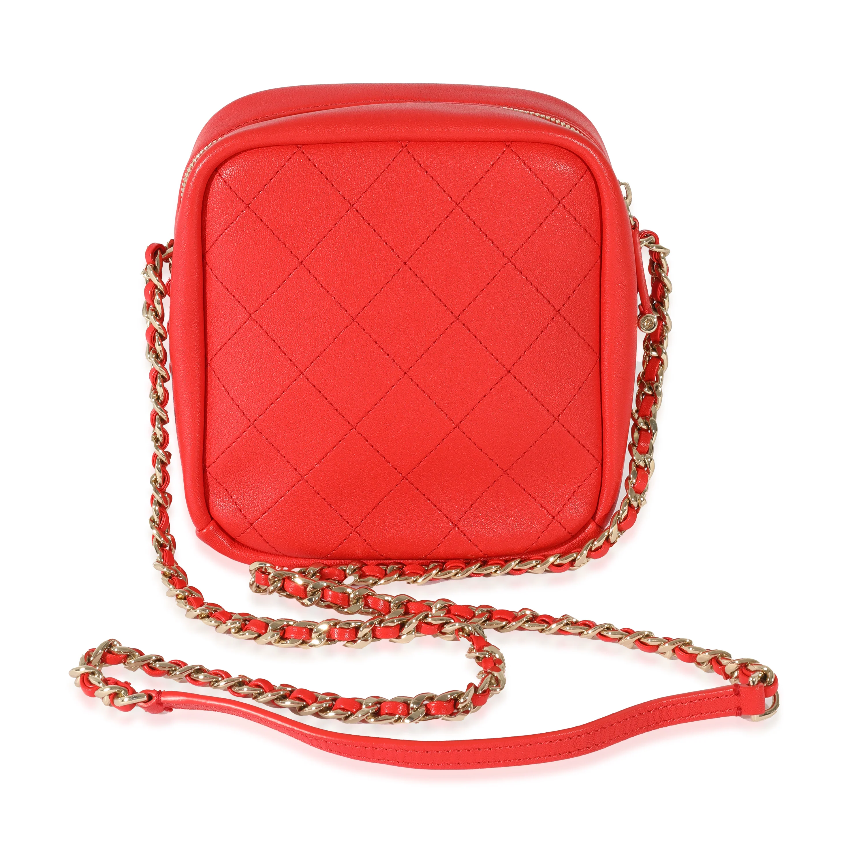 Chanel Casual Red Leather Trip North South Camera Case - Image 3