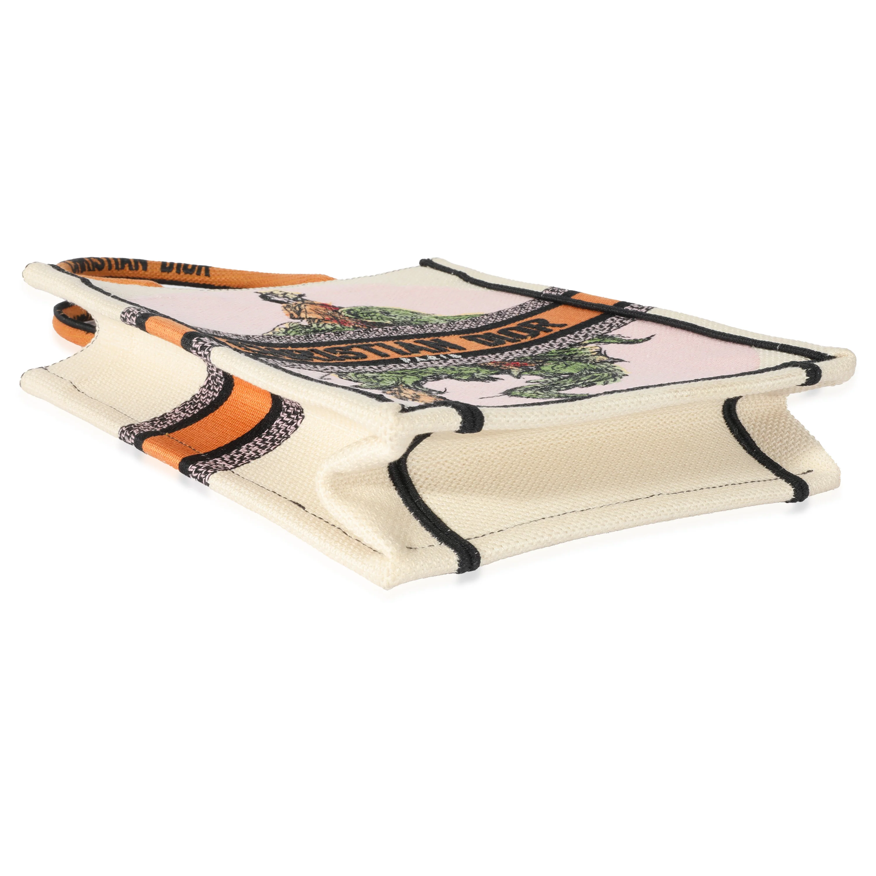 Christian Dior White and Multicolor Embroidery Vertical Book Tote - Image 6