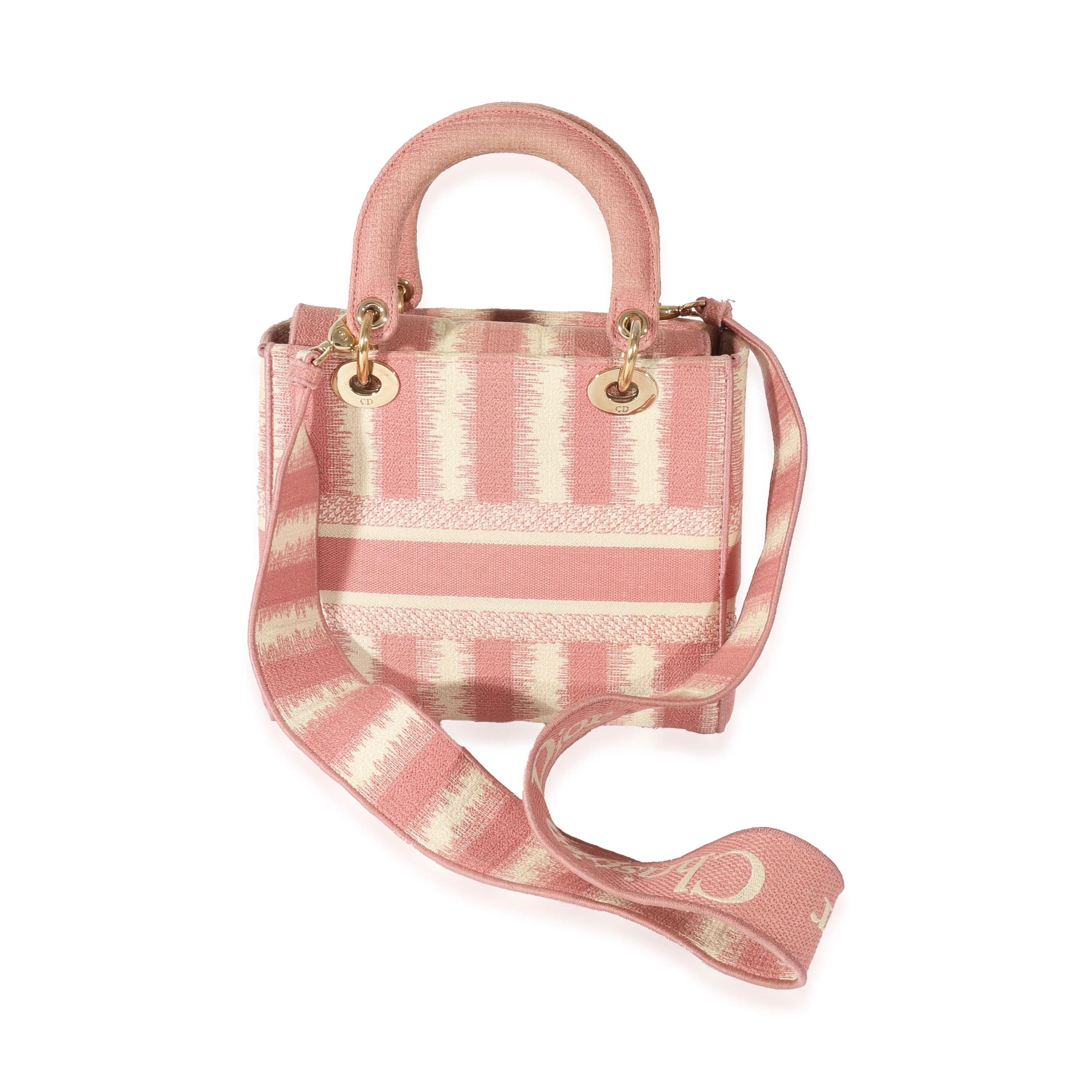 Christian Dior Pink Canvas Medium D-Stripes Lady D-Lite - Image 3