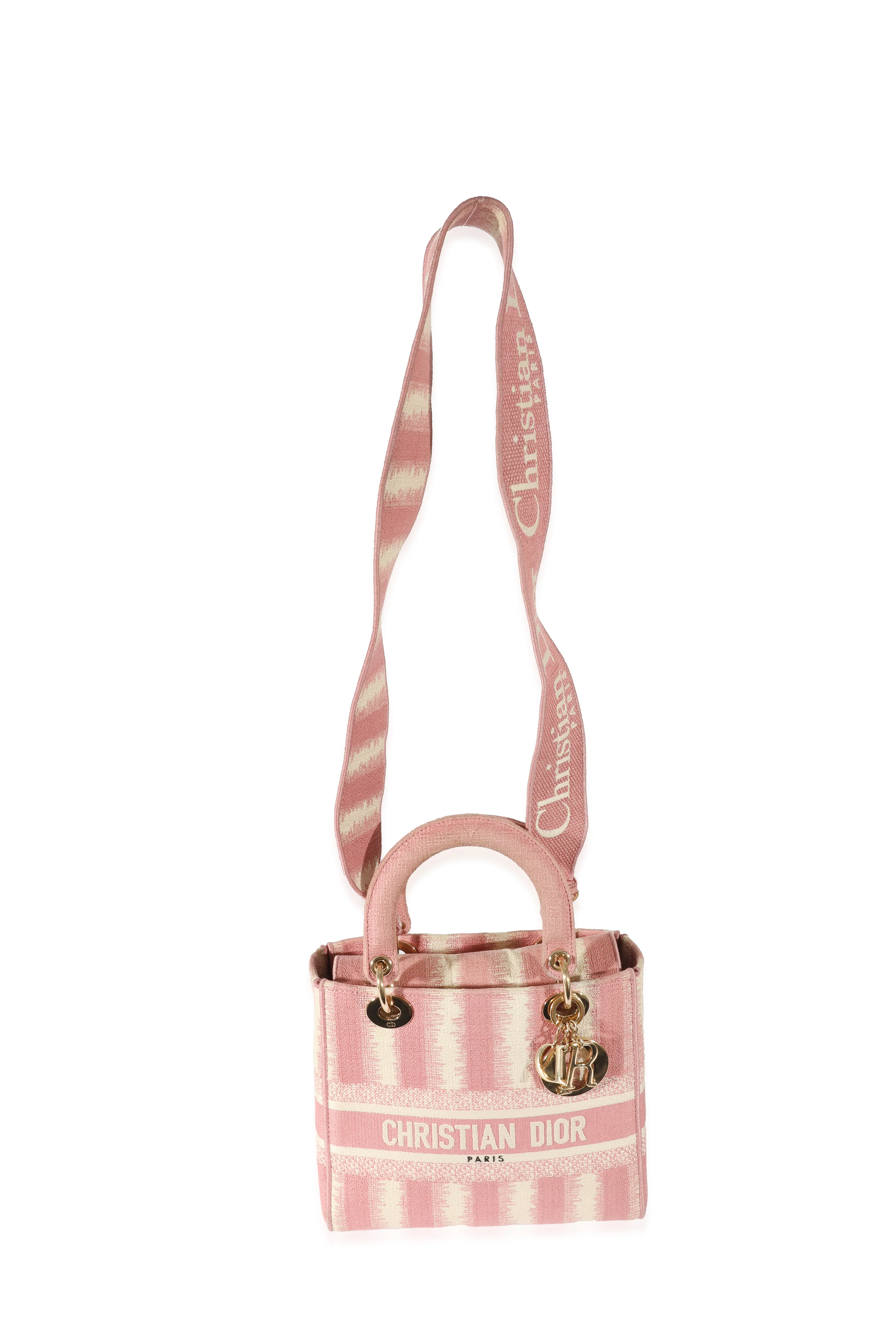 Christian Dior Pink Canvas Medium D-Stripes Lady D-Lite - Image 4