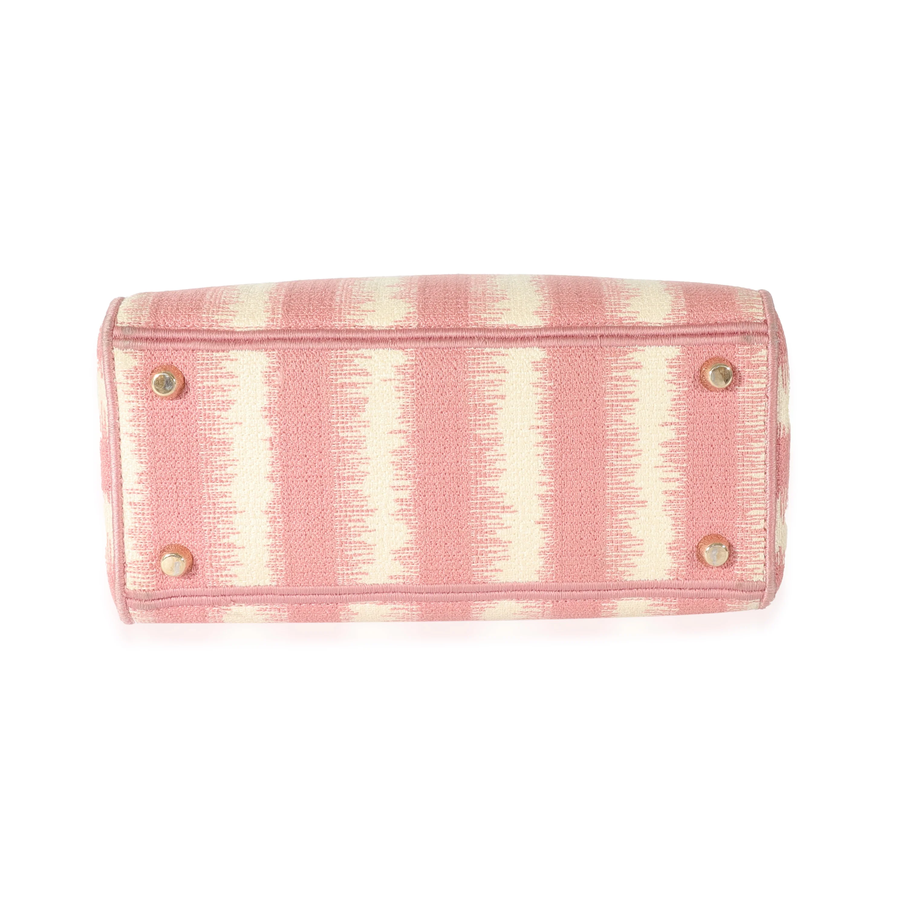 Christian Dior Pink Canvas Medium D-Stripes Lady D-Lite - Image 5