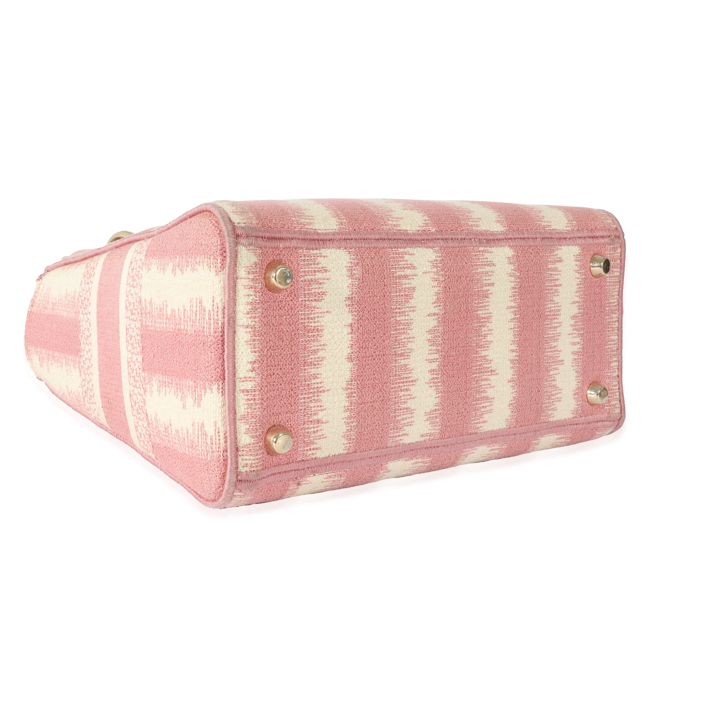 Christian Dior Pink Canvas Medium D-Stripes Lady D-Lite - Image 6