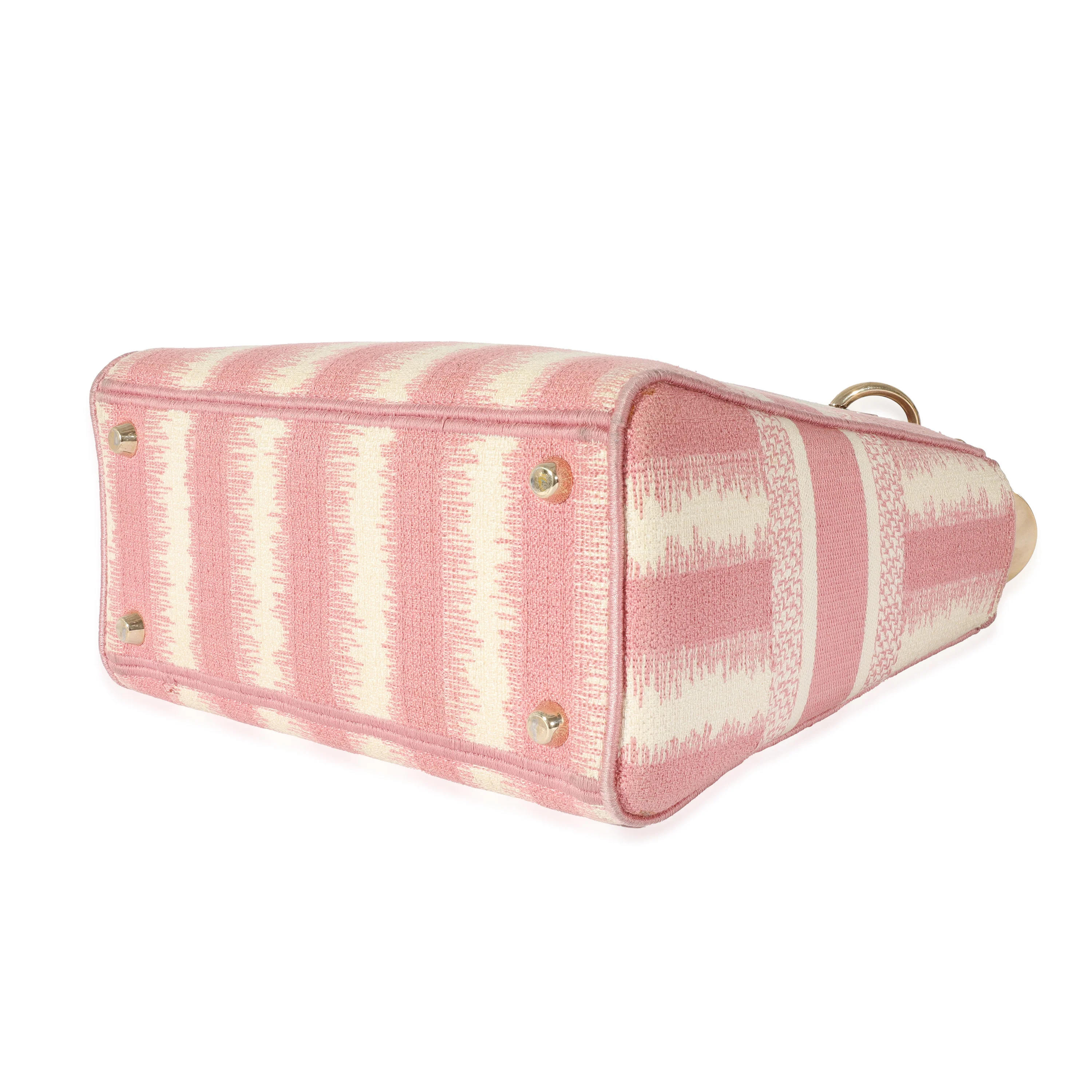 Christian Dior Pink Canvas Medium D-Stripes Lady D-Lite - Image 7