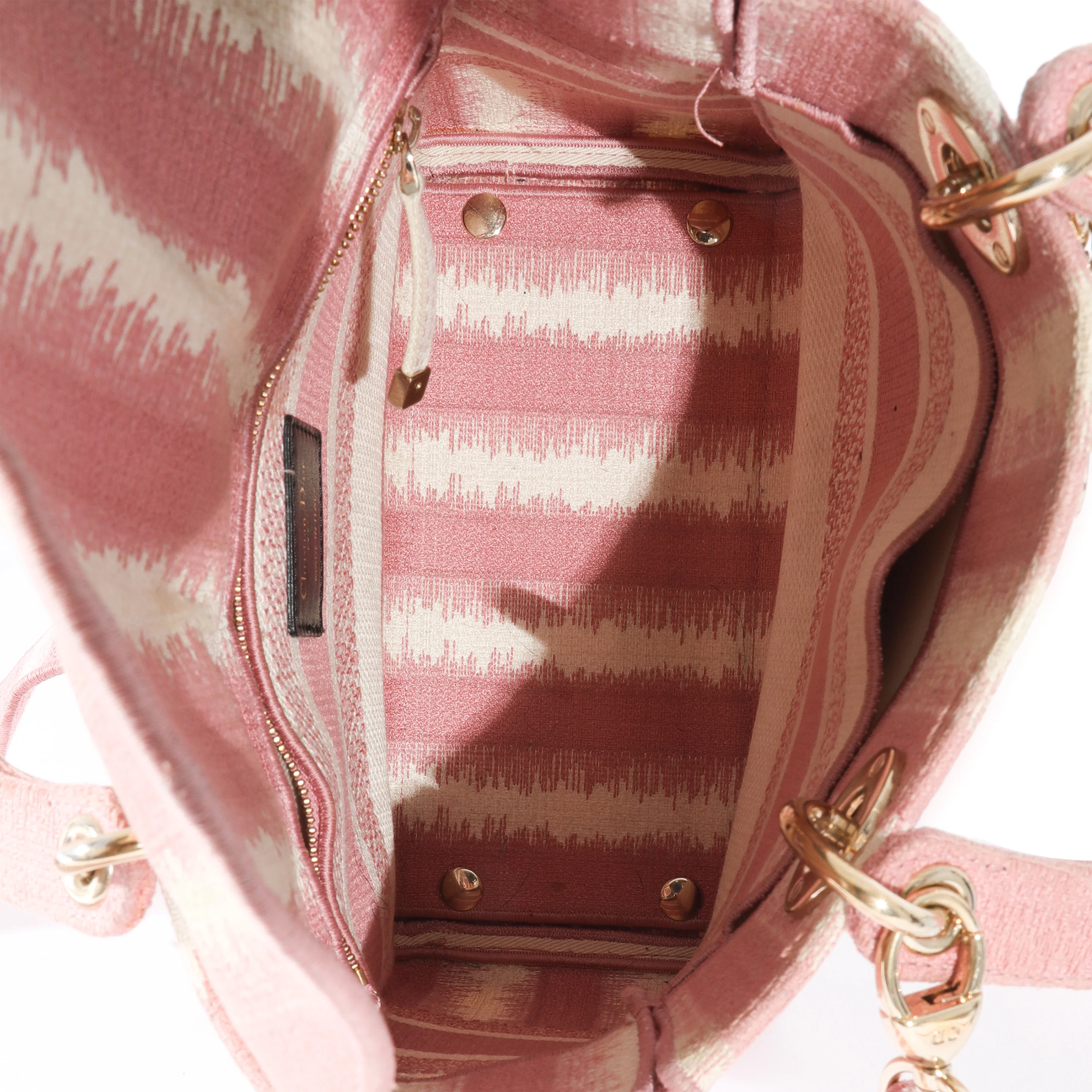 Christian Dior Pink Canvas Medium D-Stripes Lady D-Lite - Image 8