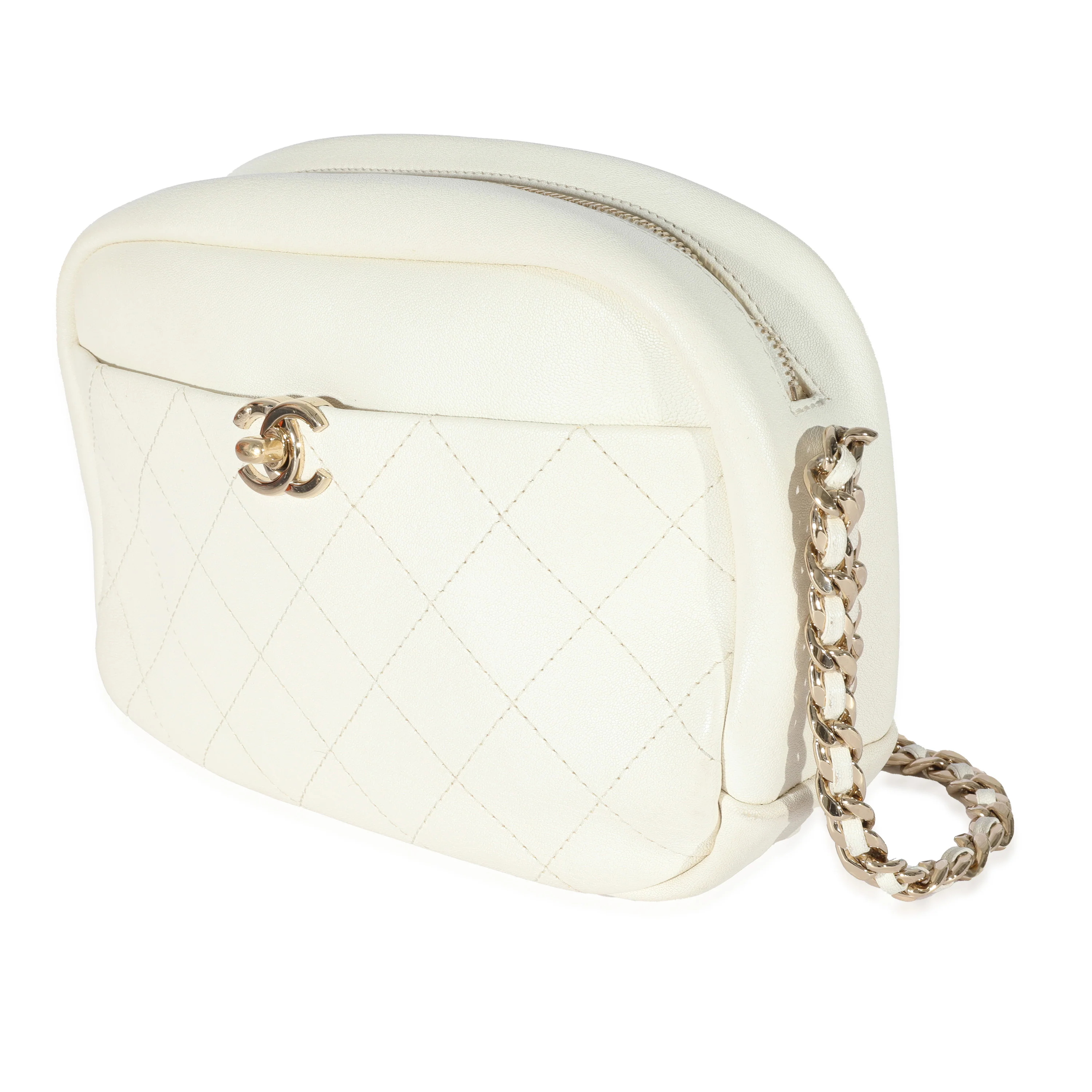 White Leather Casual Trip Camera Bag - Image 2