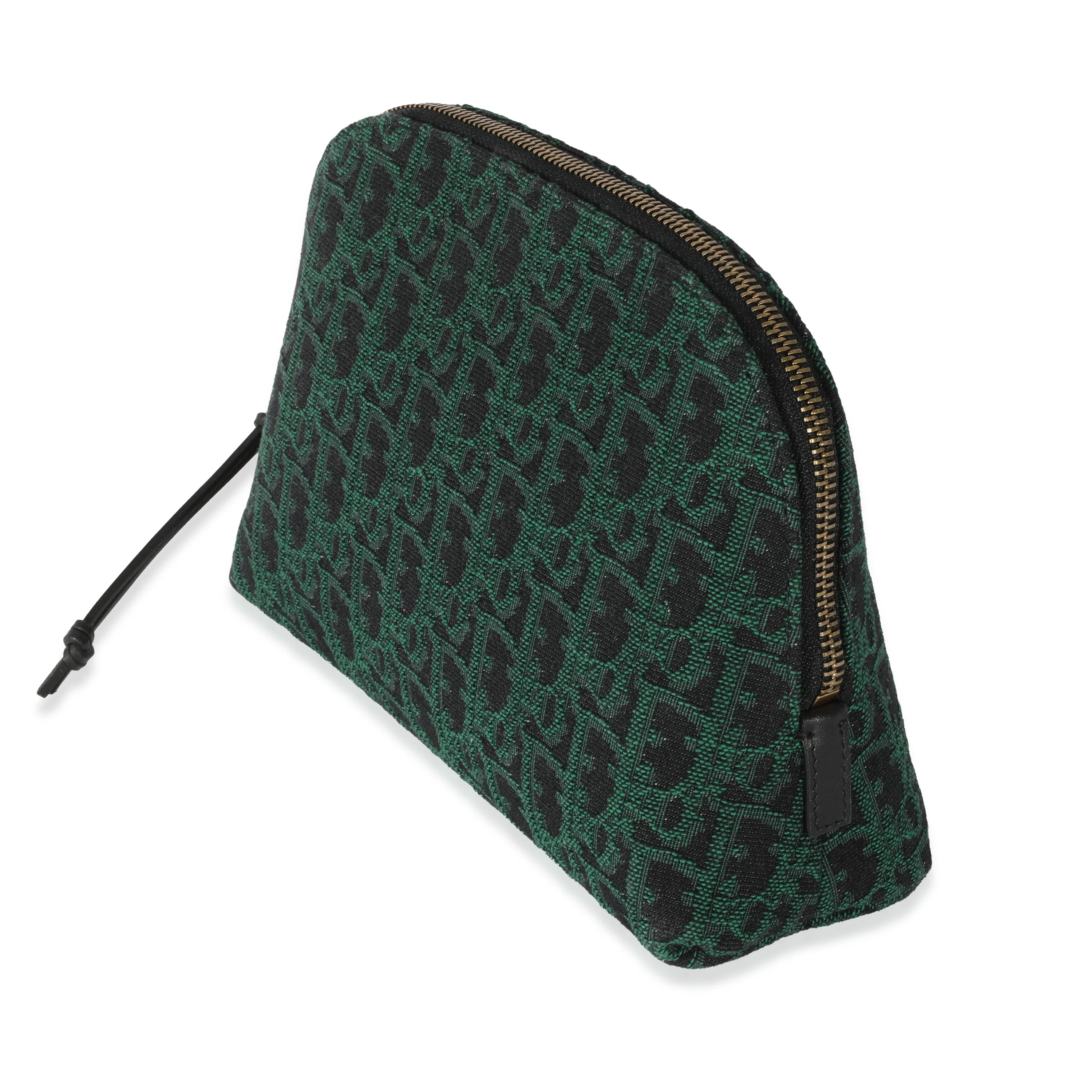 Christian Dior Canvas Green Oblique Cosmetic Pouch - Image 2