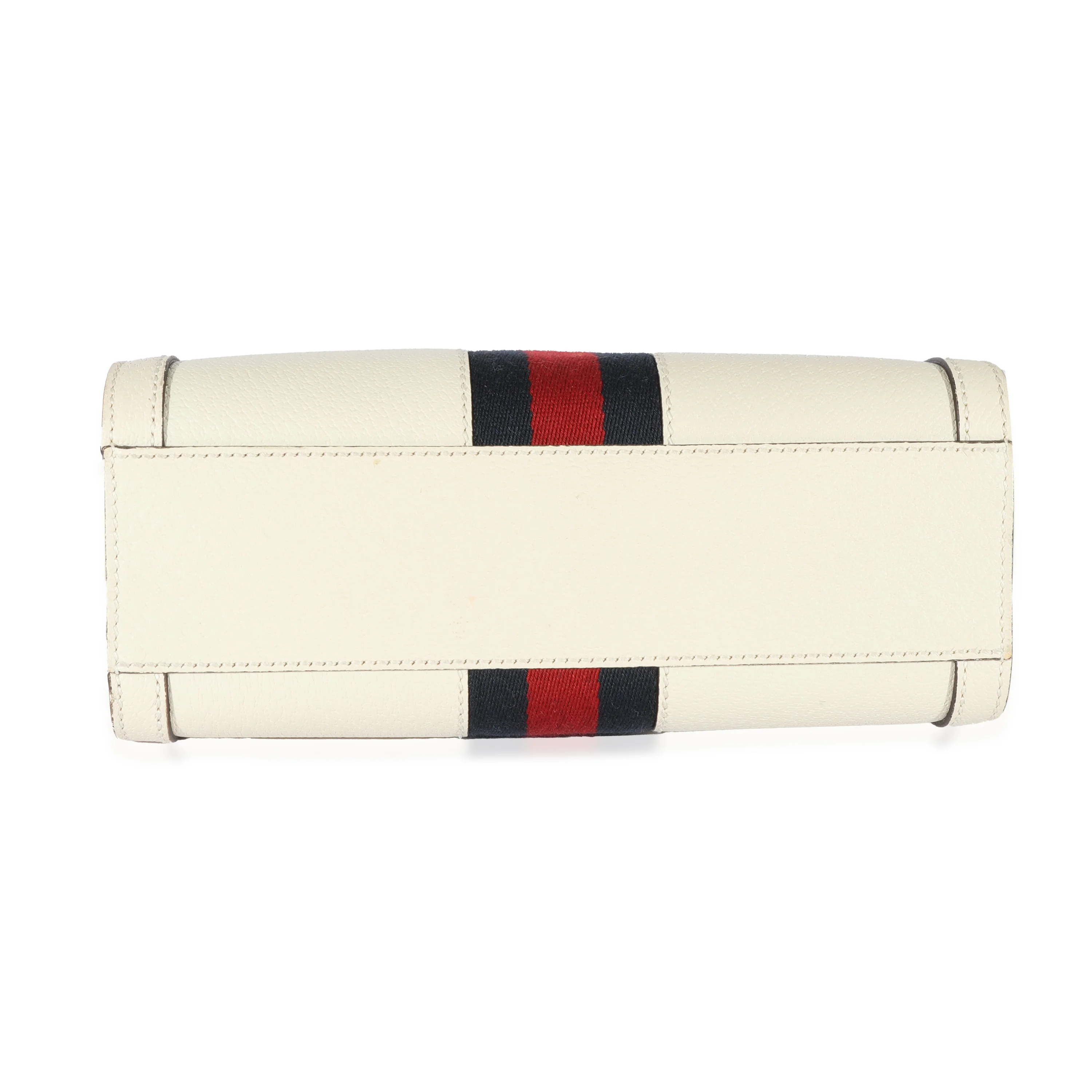 Gucci White Leather Small Ophidia Web Top Handle Tote - Image 5