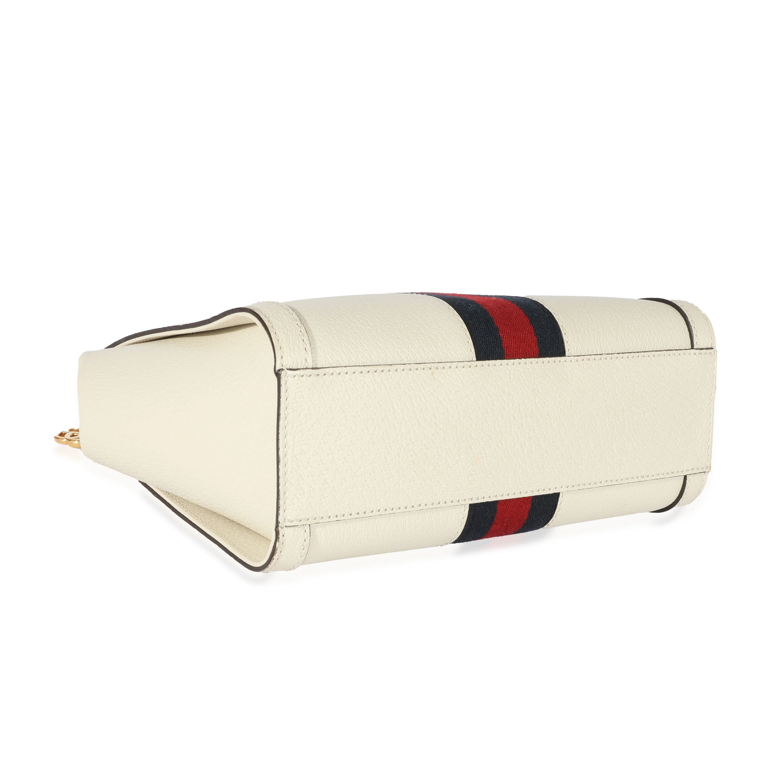 Gucci White Leather Small Ophidia Web Top Handle Tote - Image 6